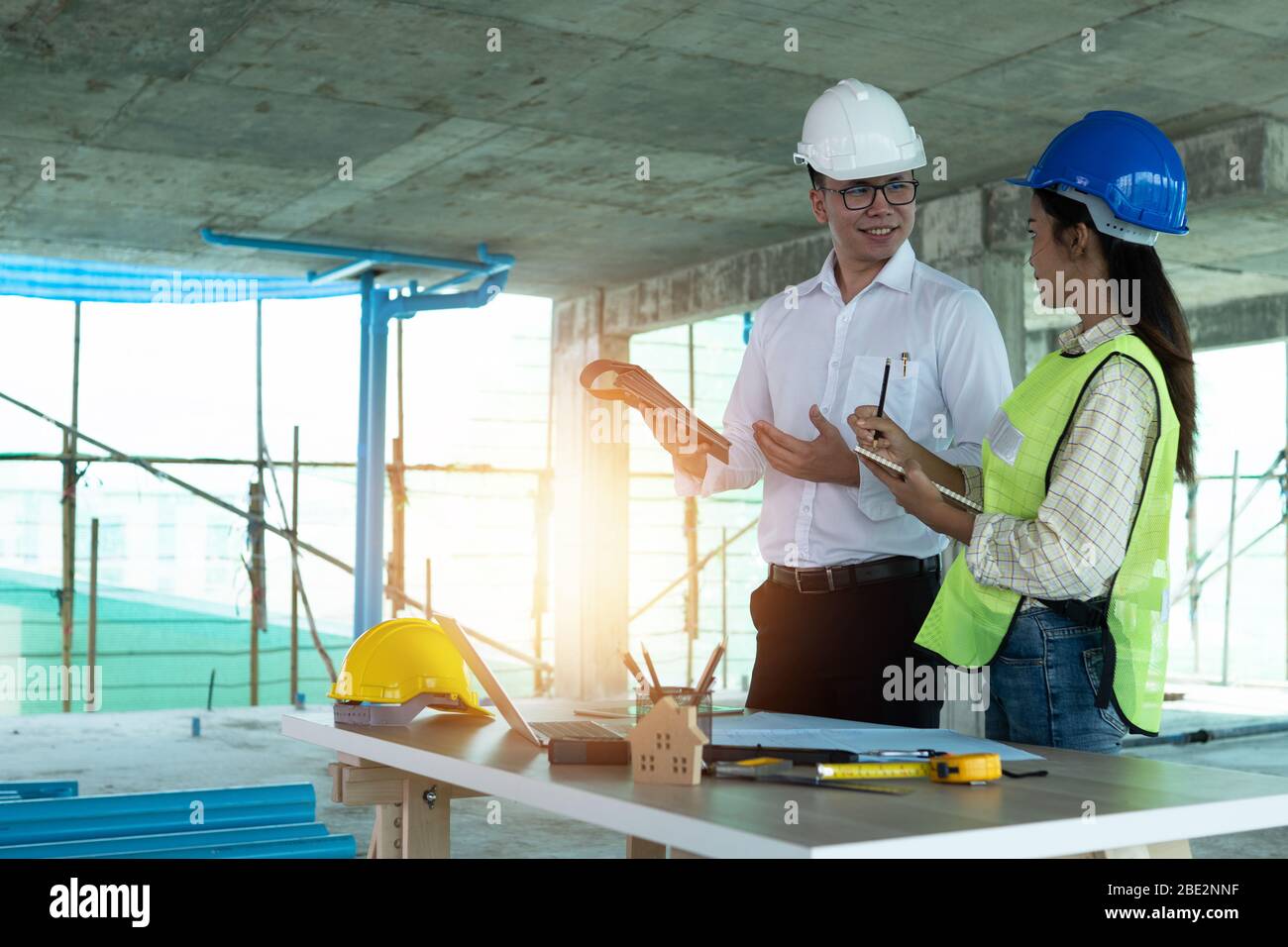 introduce and teach Apprentice engineer in construction site, Leader