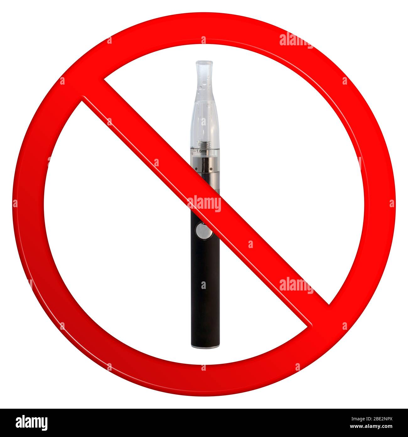 Vaping not permitted sign with vaporizer on an isolated white background with a clipping path Stock Photo