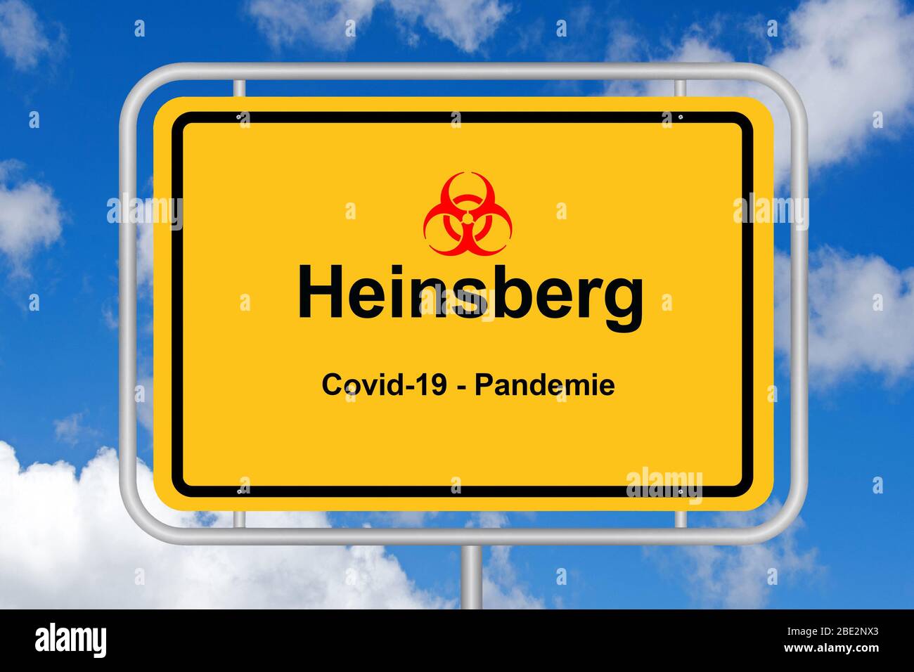 Ortsschild, Heinsberg, Gangelt, Biohazard, Corona-Hochburg, Stock Photo