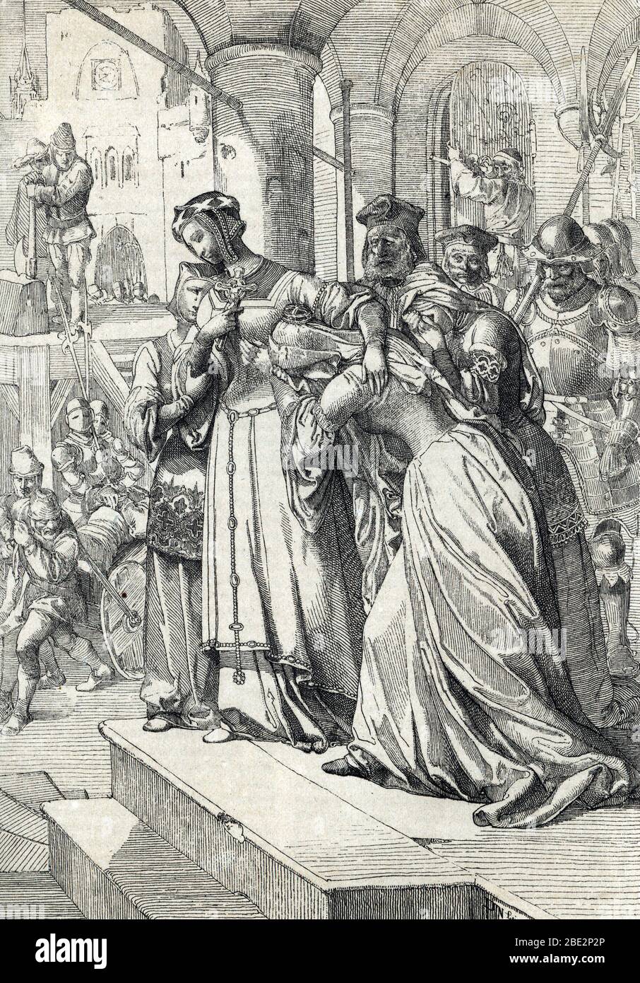 'L'execution de Lady Jane Grey (Jeanne Grey) (1537-1554) Jane Grey fut executee en 1554 a la Tour de Londres' (Execution of Lady Jane Grey) Dessin a l Stock Photo