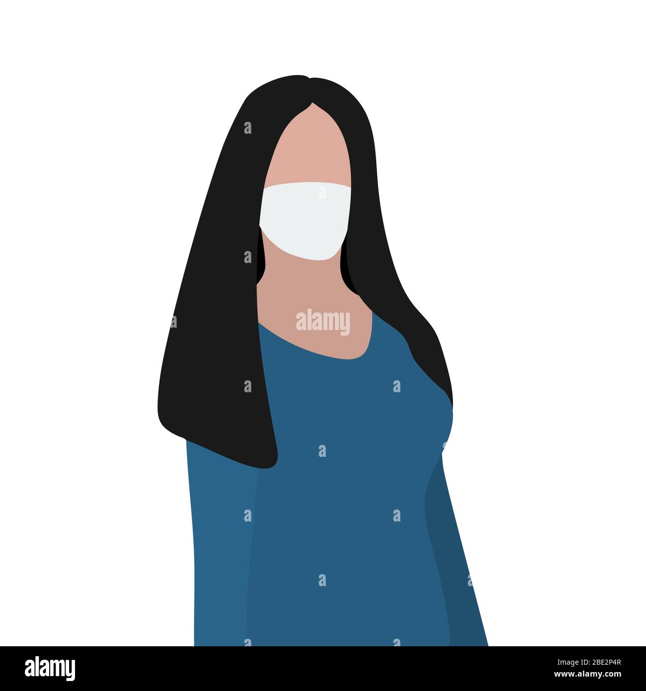 Woman in a protective mask against viruses. Fashion trendy illustration, flat design. Pandemic and epidemic of coronavirus in the world. Stock Vector