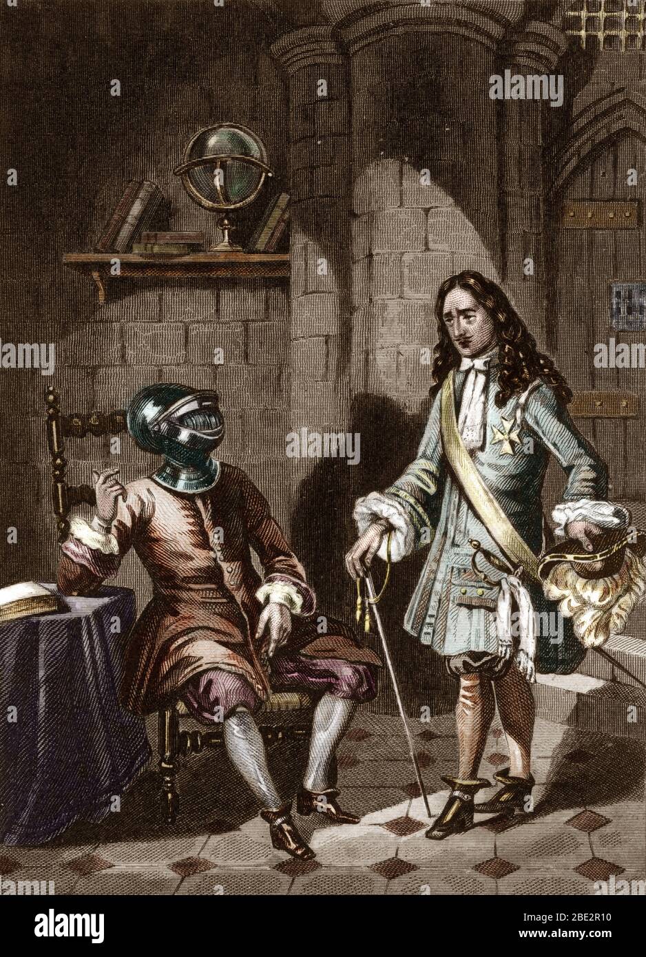 'Michel Le Tellier, marquis de Louvois (1641-1691) ministre du roi Louis XIV rend visite au masque de Fer (mort en 1703) emprisonne sur l'ile de saint Stock Photo