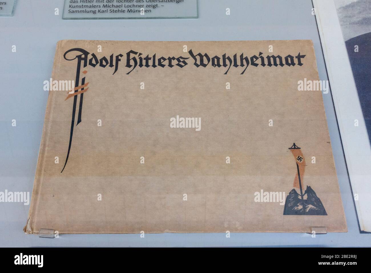 Front cover of book 'Adolf Hitlers Wahlheimat', (Adolf Hitlers Adopted Home', Documentation Center Obersalzburg, Obersalzburg, Bavaria, Germany. Stock Photo