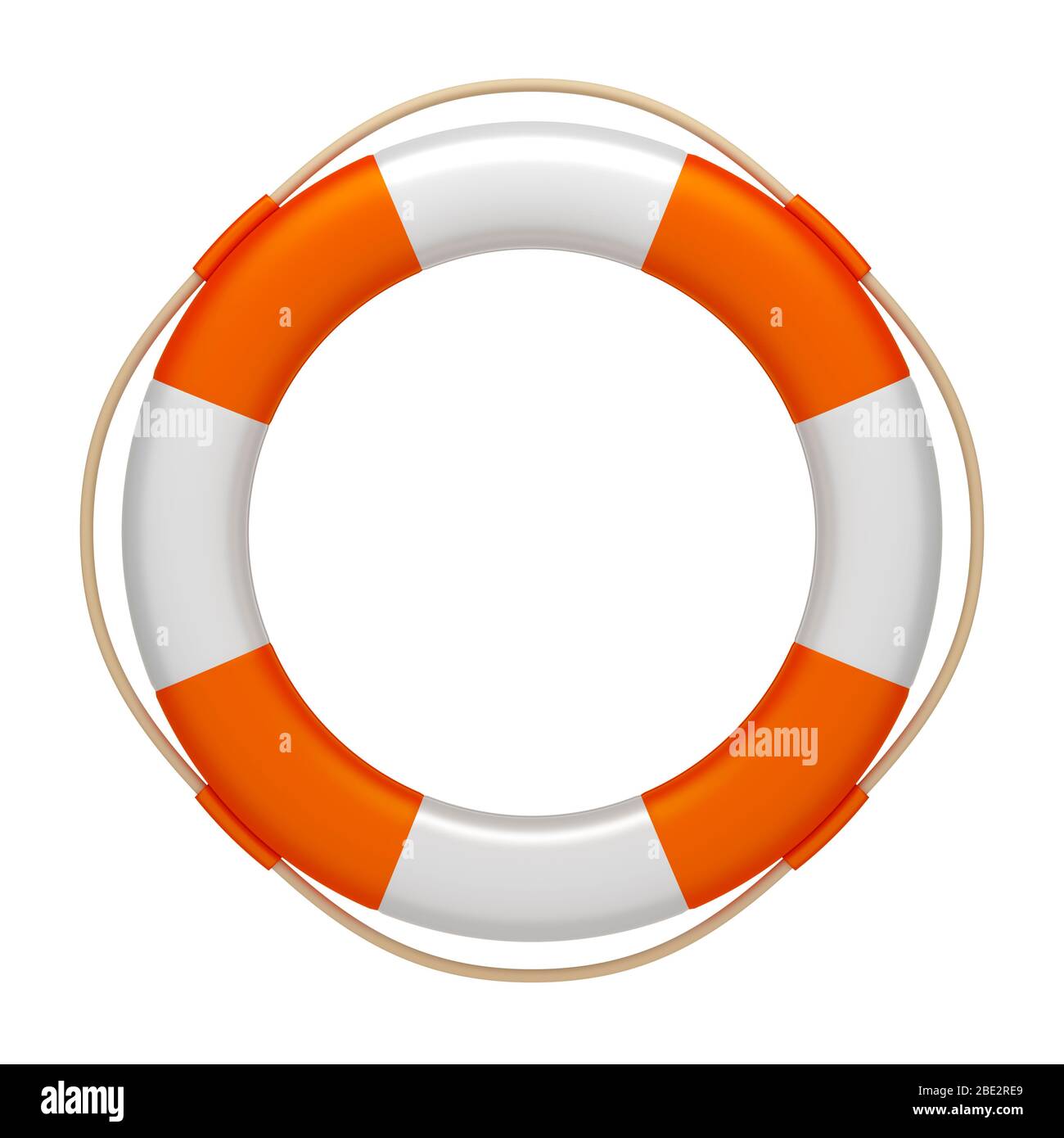 Ein Schwimmreifen mit weissen und orangen Streifen Stock Photo