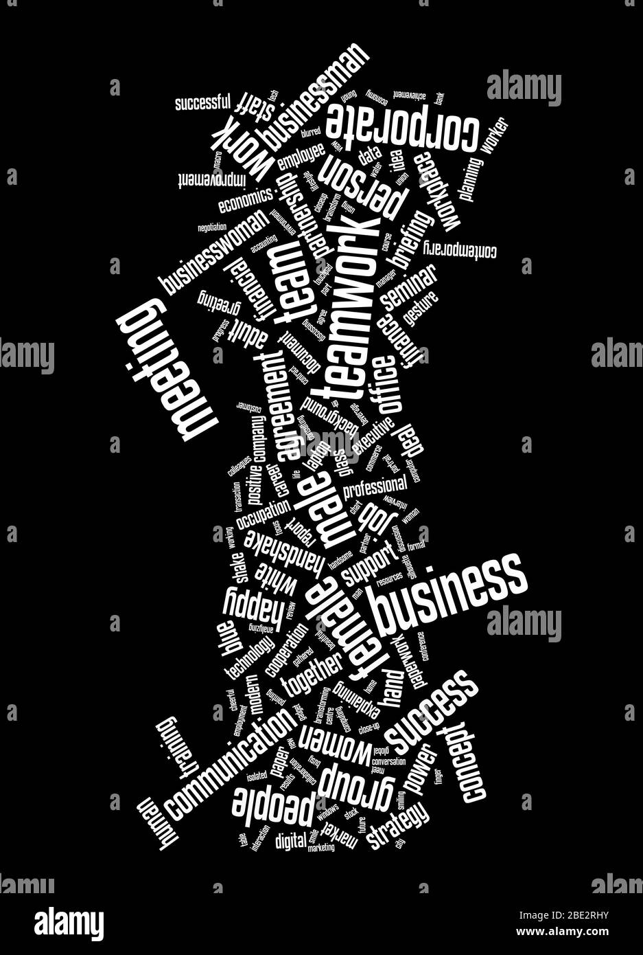 Eine Wortwolke mit zahlreichen Begriffen zum Thema 'Business' Stock Photo