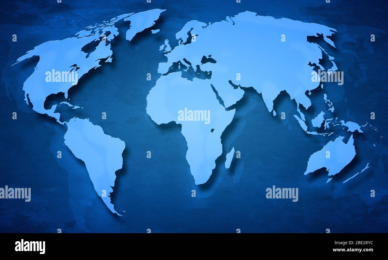 Eine schoene blaue Weltkarte Stock Photo