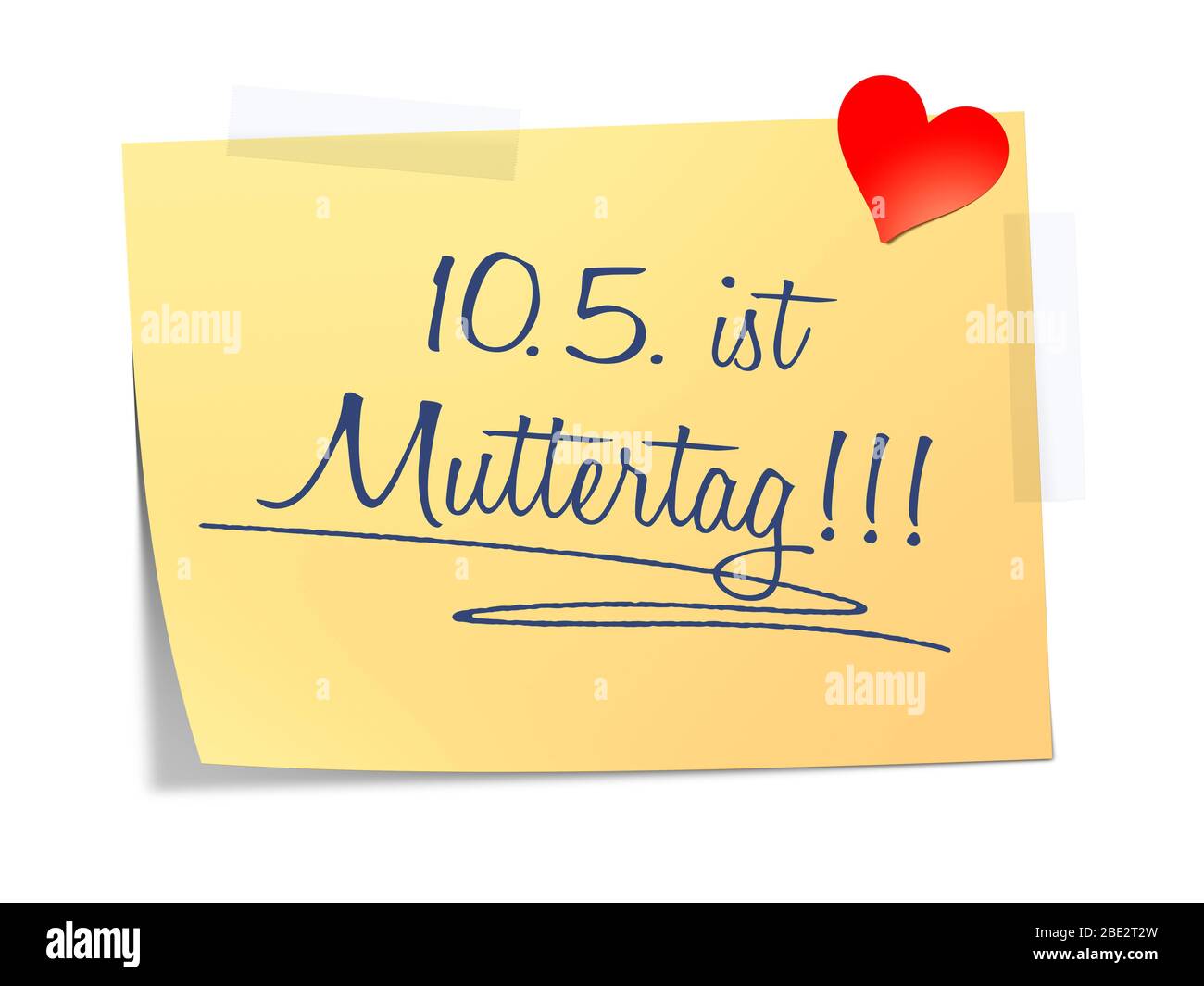 Eine Haftnotiz mit der Aufschrift: '10.05. ist Muttertag!' Stock Photo