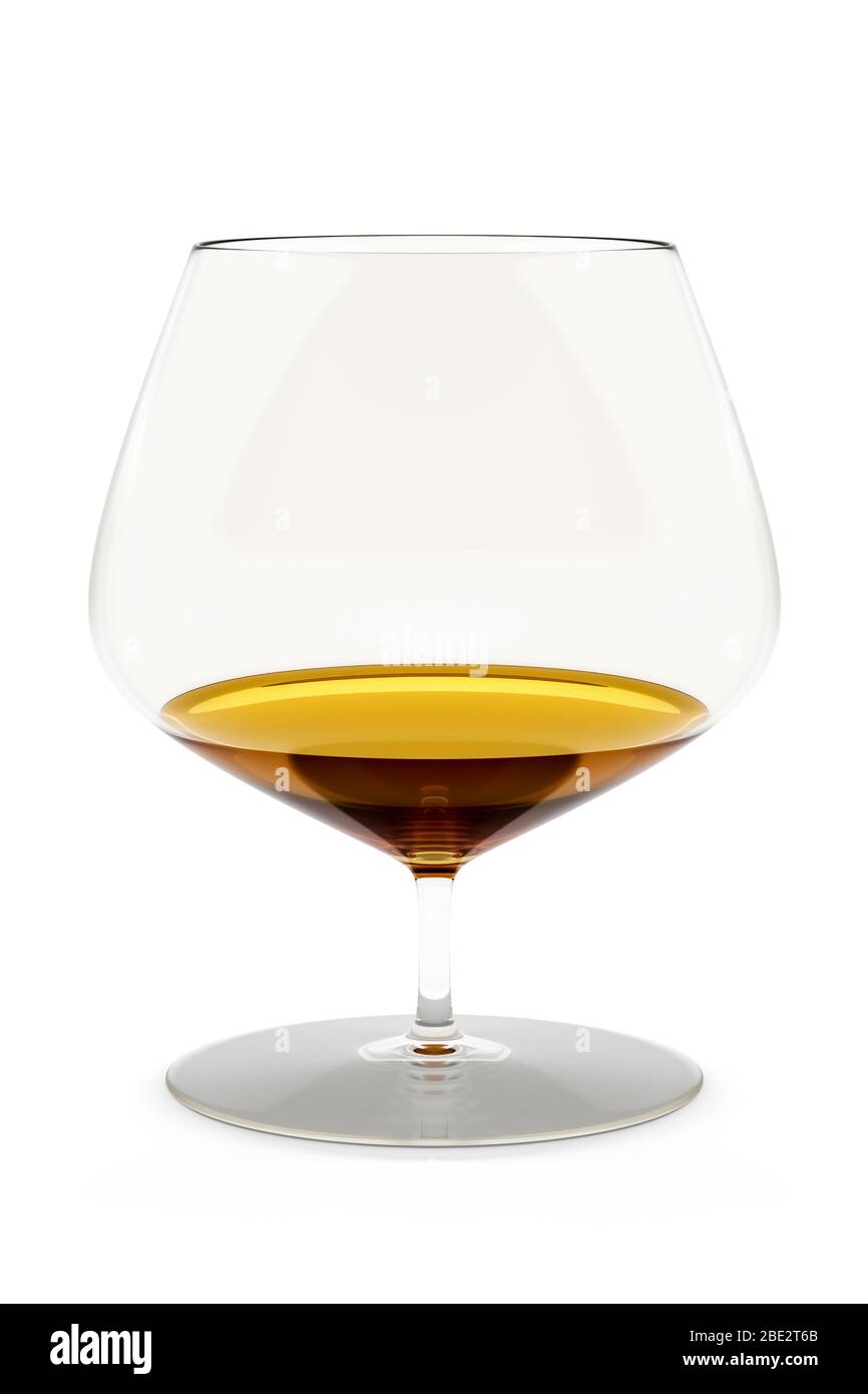 Ein typischer Cognac-Schwenker vor weissem Hintergrund Stock Photo