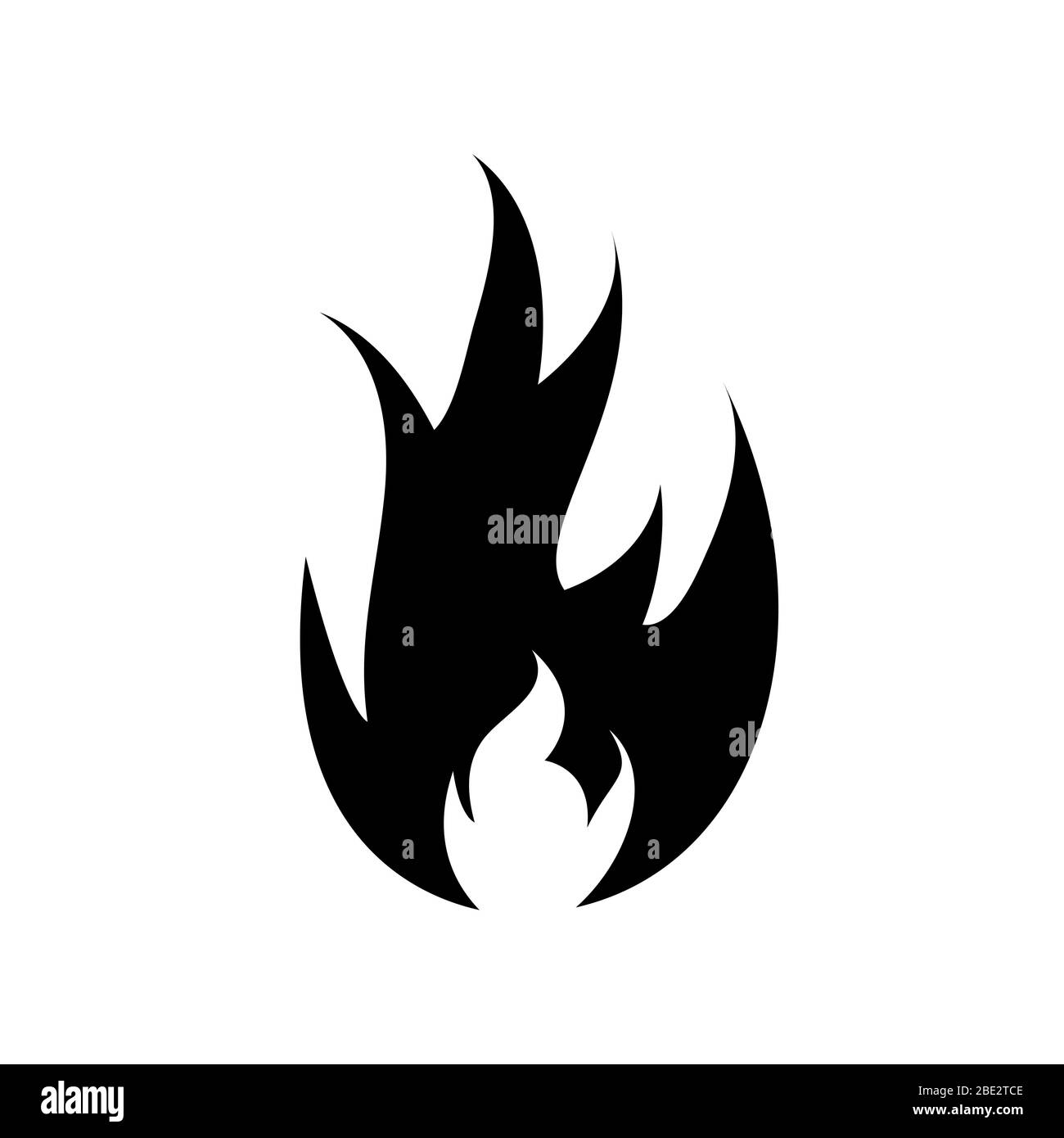 Black flame silhouette symbol, minimalist flat vector illustration icon, symbol for heat, fire or bonfire Stock Vector