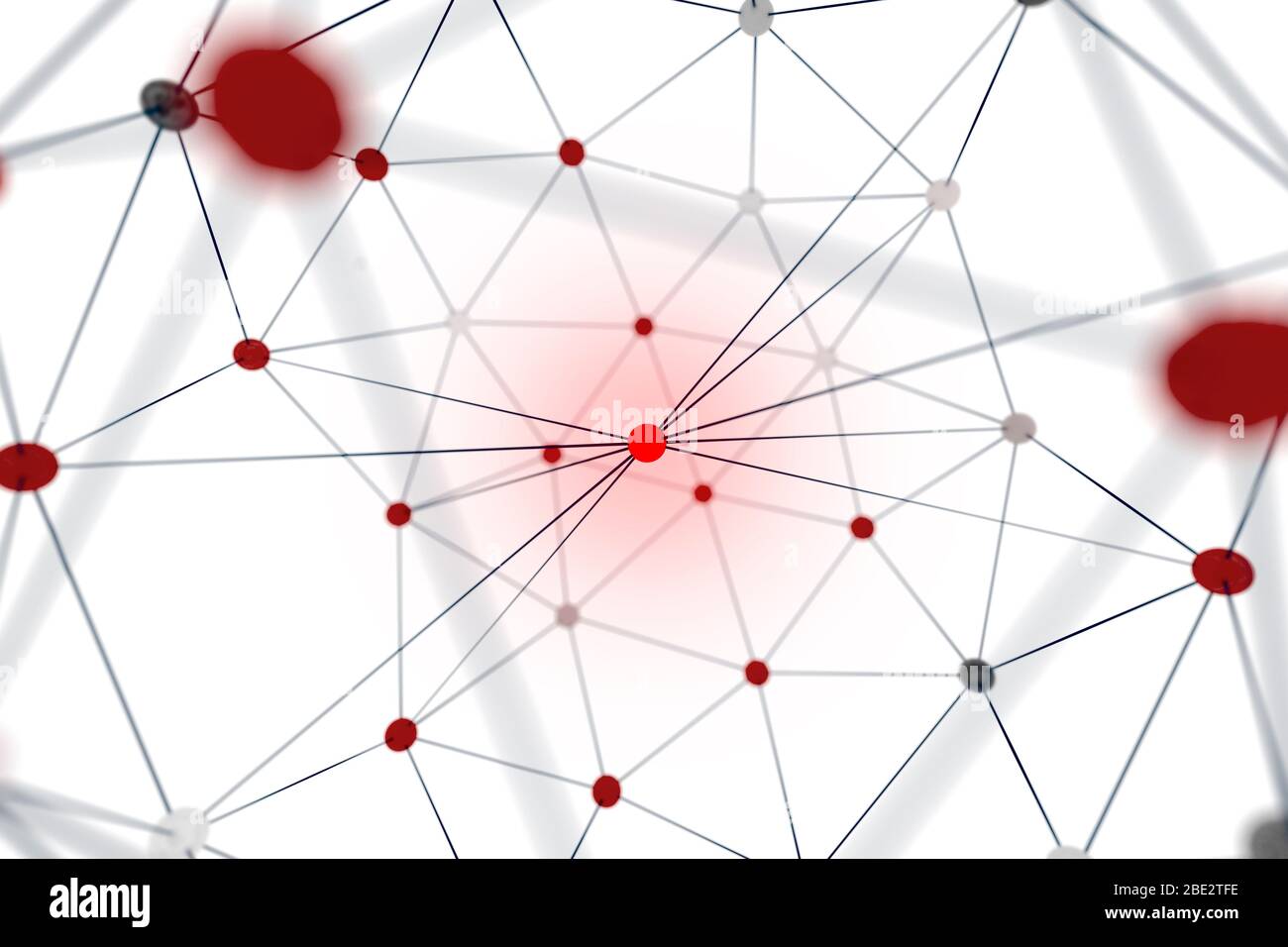 3d rendering of a network with a red center Stock Photo