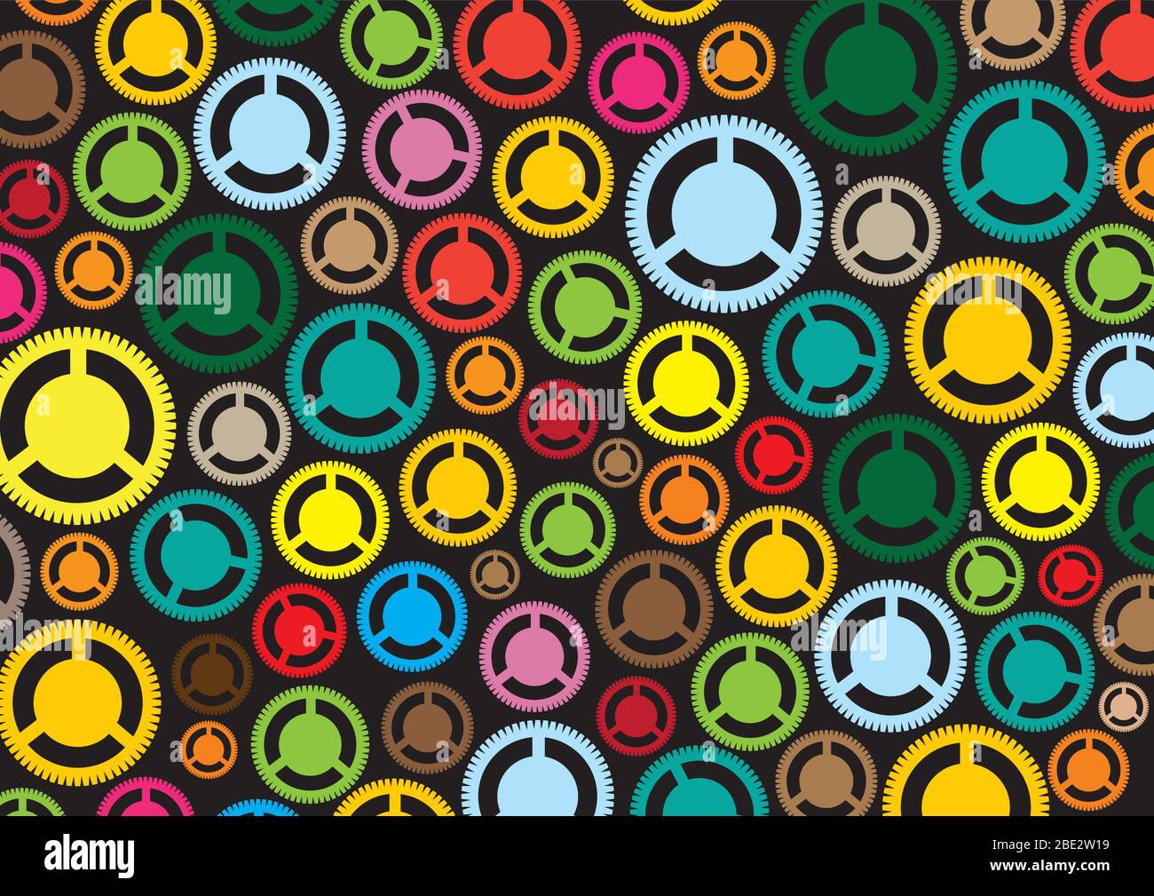 Gear pattern background in different colors. Vector illustration Stock