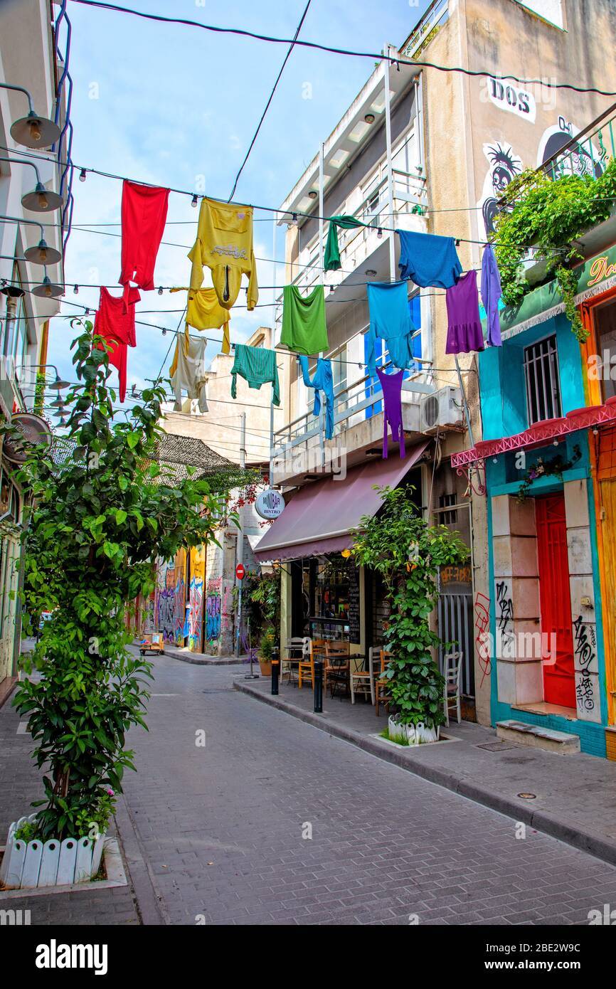 Street art in the Psirri neighborhood of Athens, Greece. Stock Photo