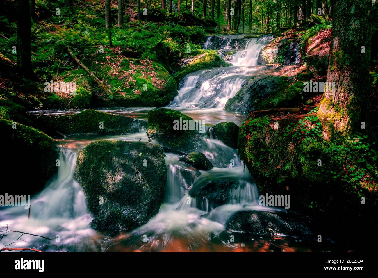 Nagelsteiner Waterfalls nearby Sankt Englmar in the Bavarian Forest Lower Bavaria Stock Photo