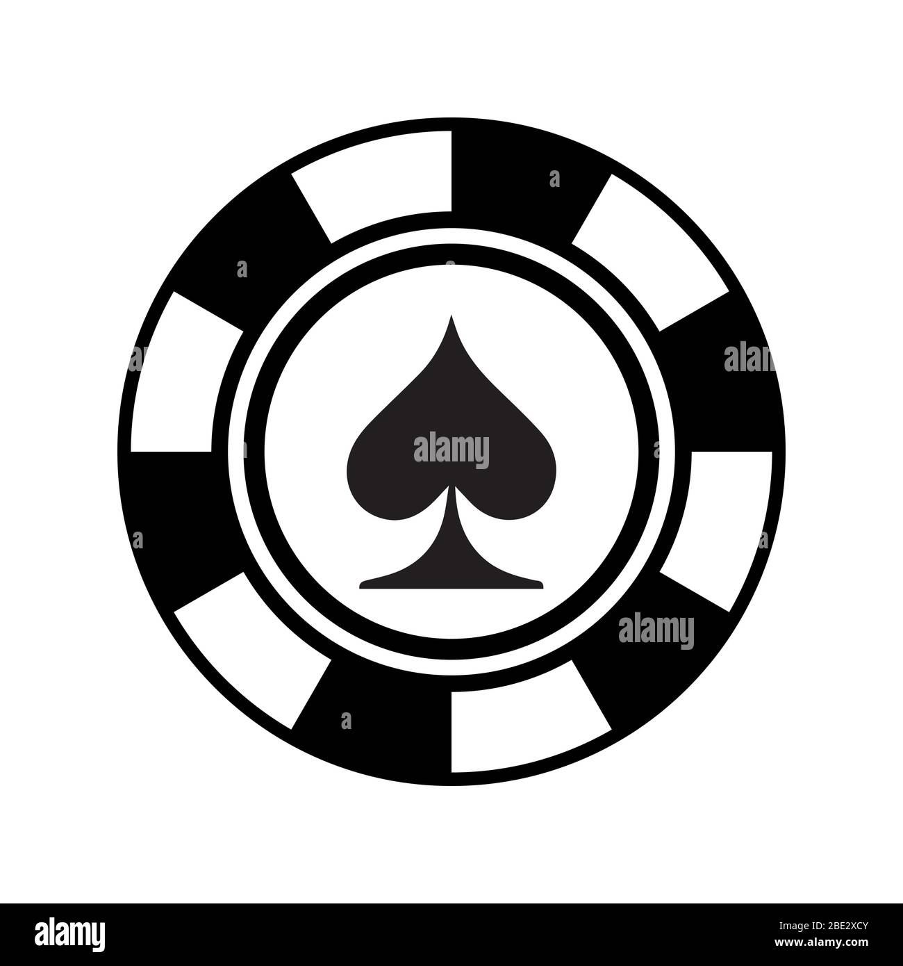 Poker chip silhouette with spades sign, black minimalist flat vector