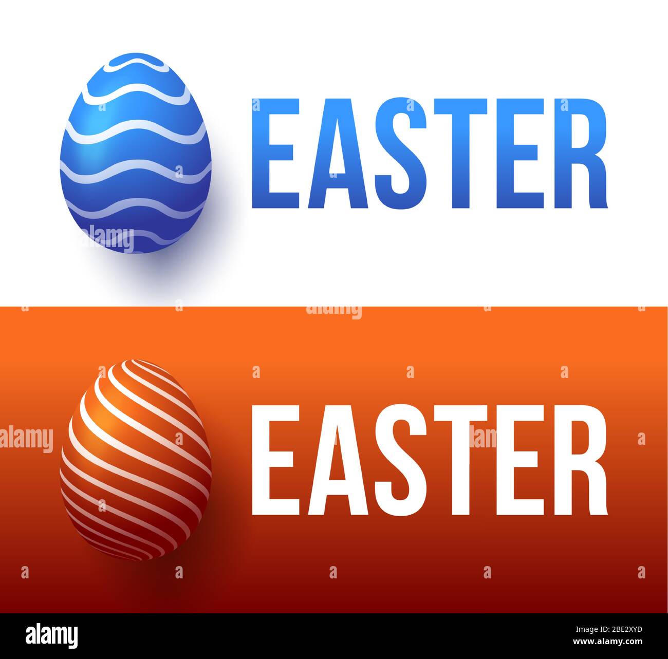 Modern trendy colorful typography Happy Easter on a background of easter eggs. 3D realistic lettering for the design of flyers, brochures, leaflets, p Stock Vector