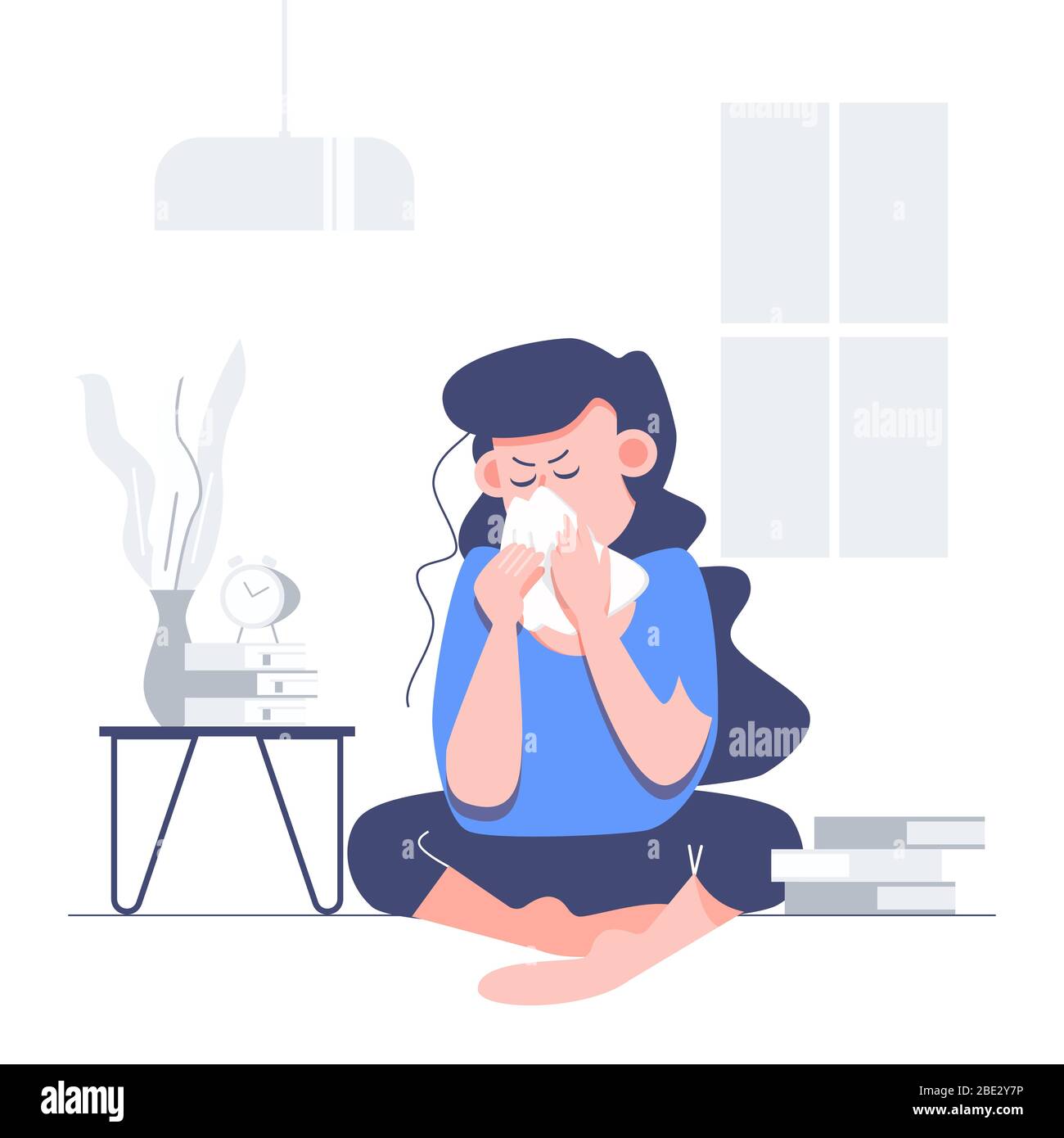 People has a cold and fever concept. Covid-19 coronavirus. Pandemic ...