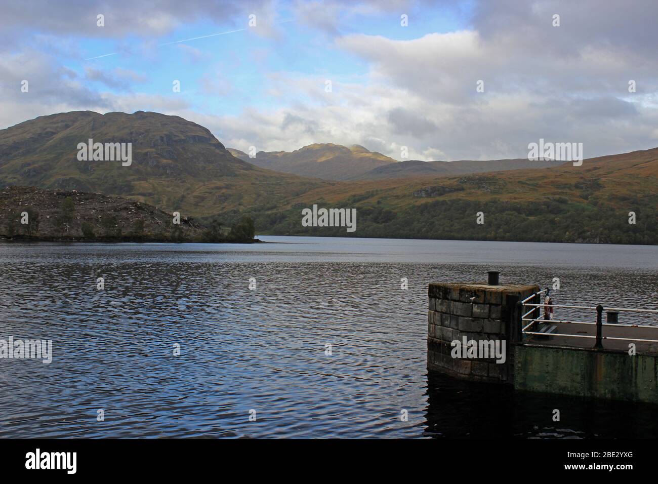 Views from pier at Stronachlachar up Loch Katrine, Trossachs,Scotland Stock Photo