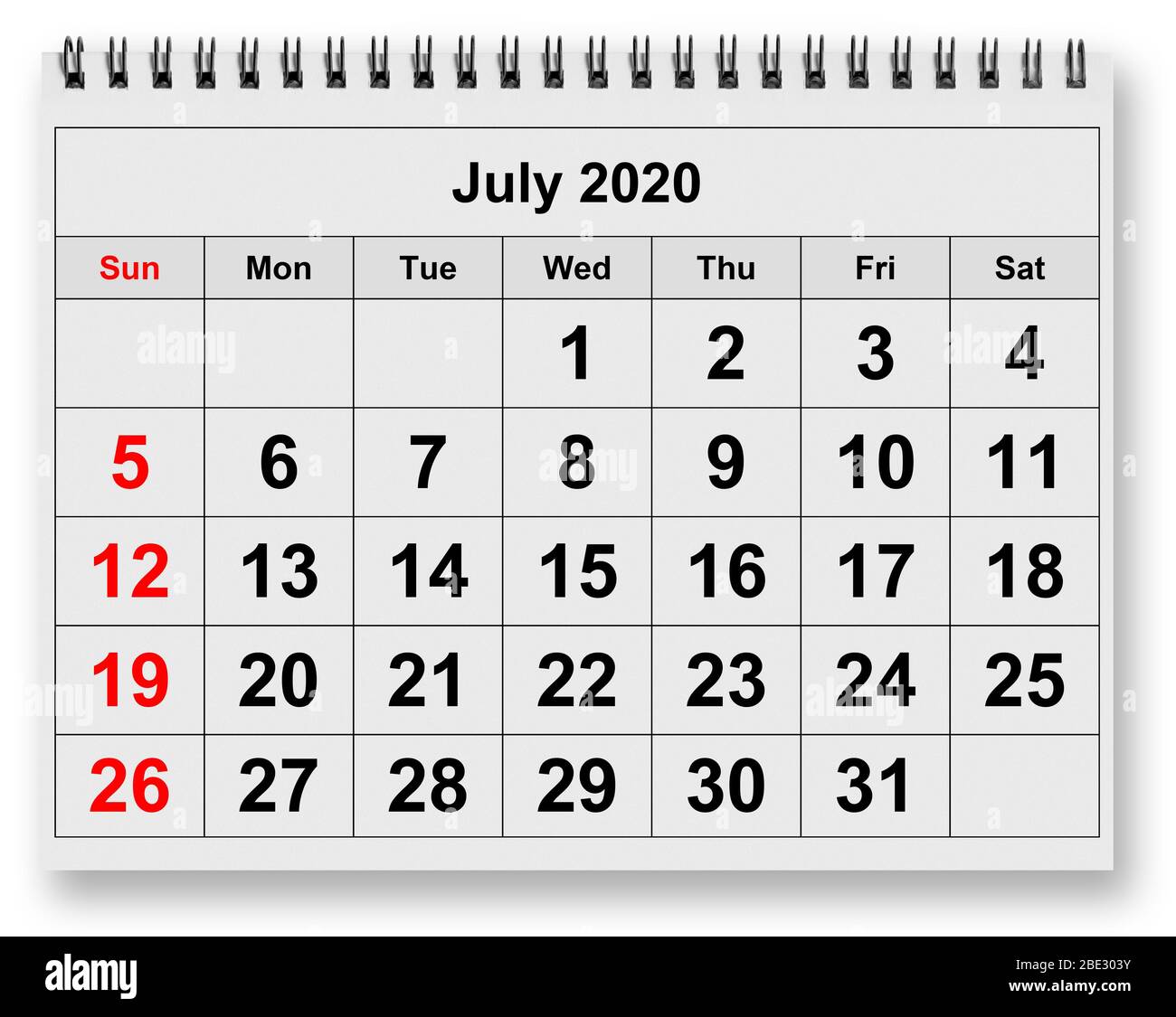 One page of the annual monthly calendar - month July 2020 Stock Photo - Alamy One page of the annual monthly calendar - month July 2020 Stock Photo - Alamy