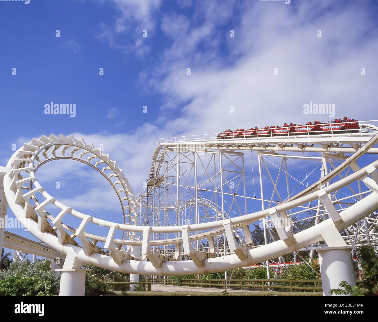 Corkscrew Rollercoaster at Sea World Theme Park, Main Beach, City of Gold Coast, Queensland, Australia Stock Photo