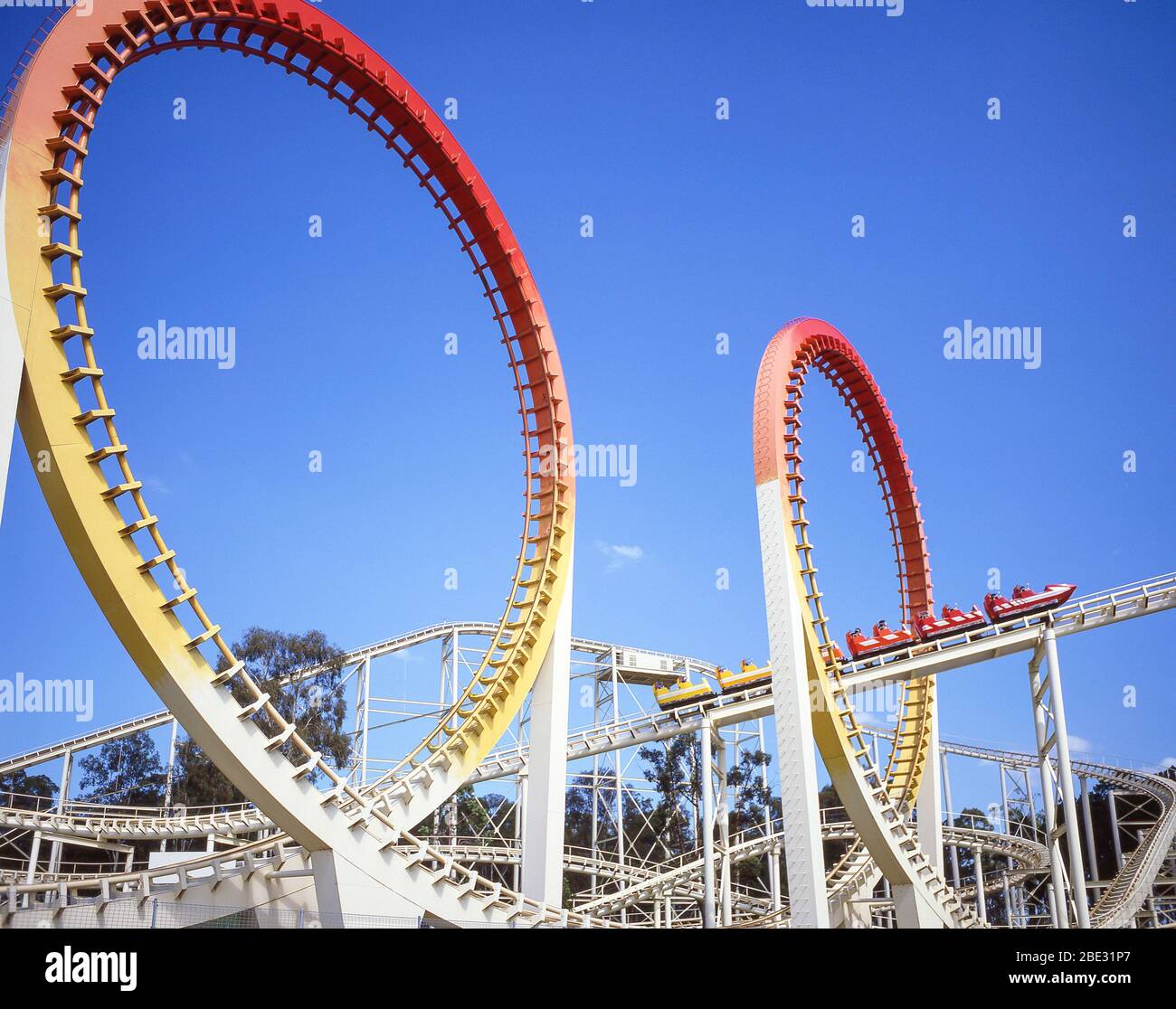 Corkscrew Rollercoaster at Sea World Theme Park, Main Beach, City of Gold Coast, Queensland, Australia Stock Photo