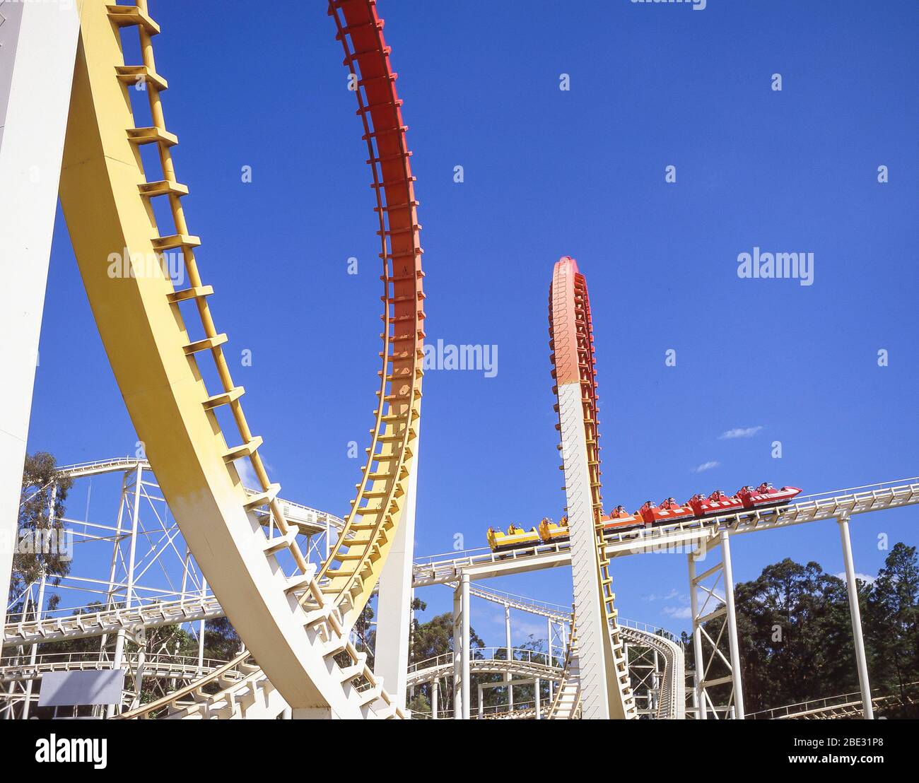 Corkscrew Rollercoaster at Sea World Theme Park, Main Beach, City of Gold Coast, Queensland, Australia Stock Photo