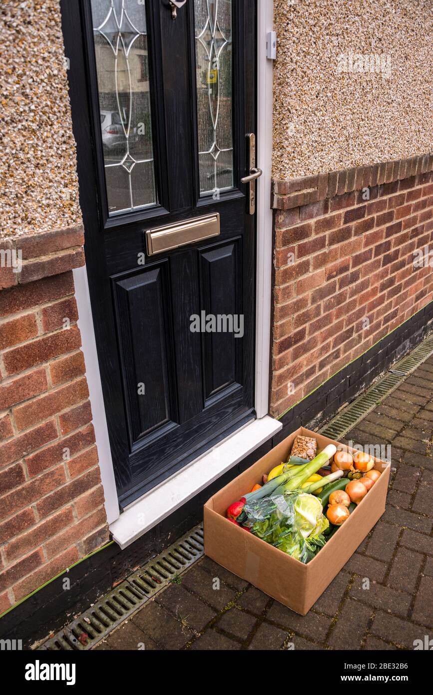 Doorstep Delivery of Fruit and Vegetables during Coronavirus Pandemic Lockdown, United Kingdom Stock Photo