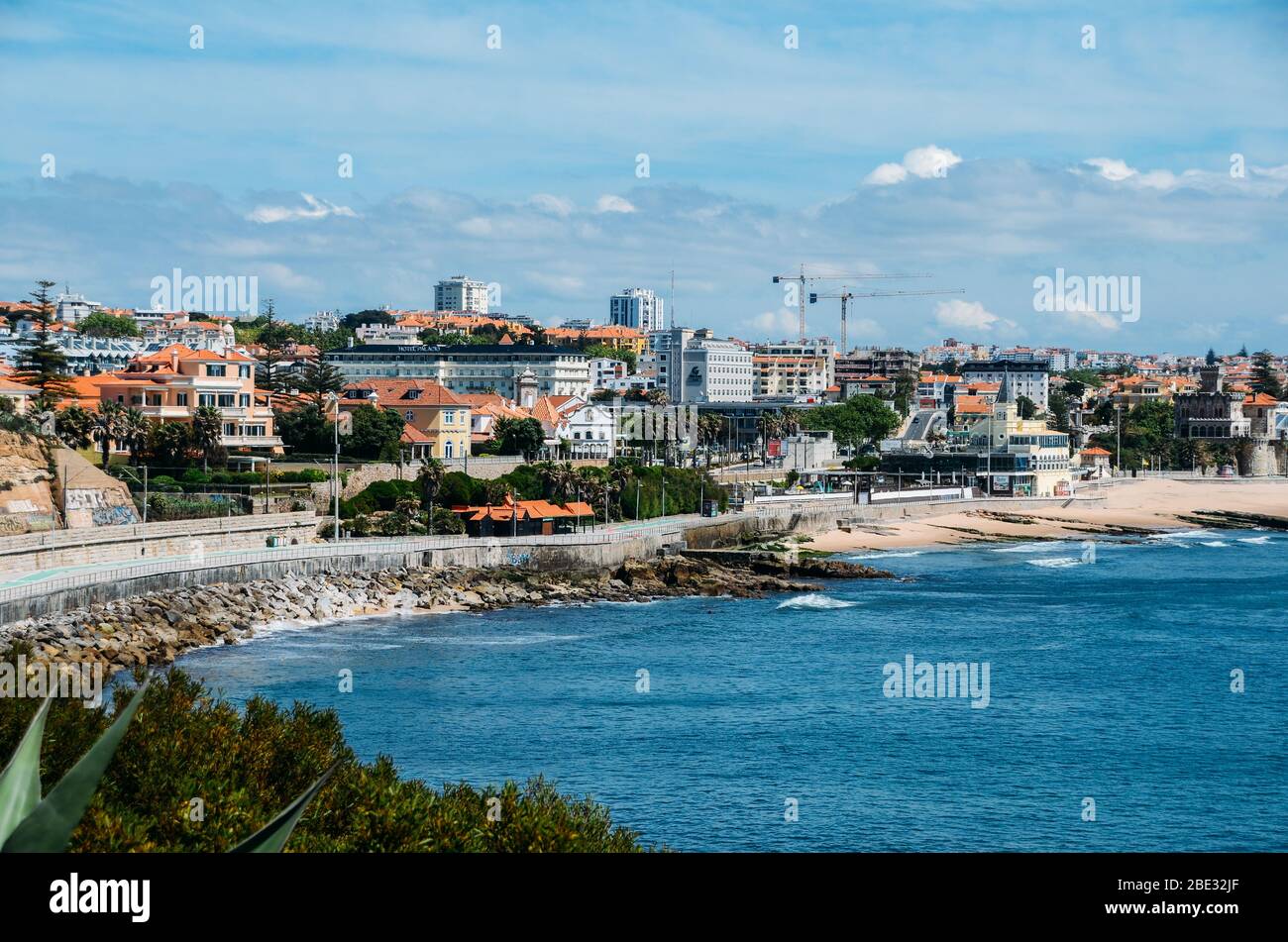 High perspective view of Estoril on the Costa Verde in Portugal Stock Photo