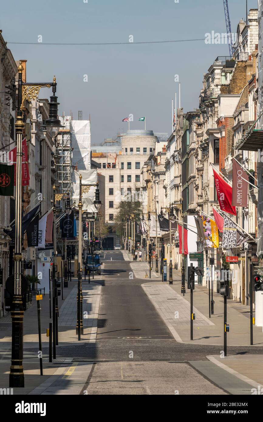 Empty London Street during coronavirus covid 19 pandemic. Enforced lockdown means British people are staying indoors to stop spread of the virus Stock Photo
