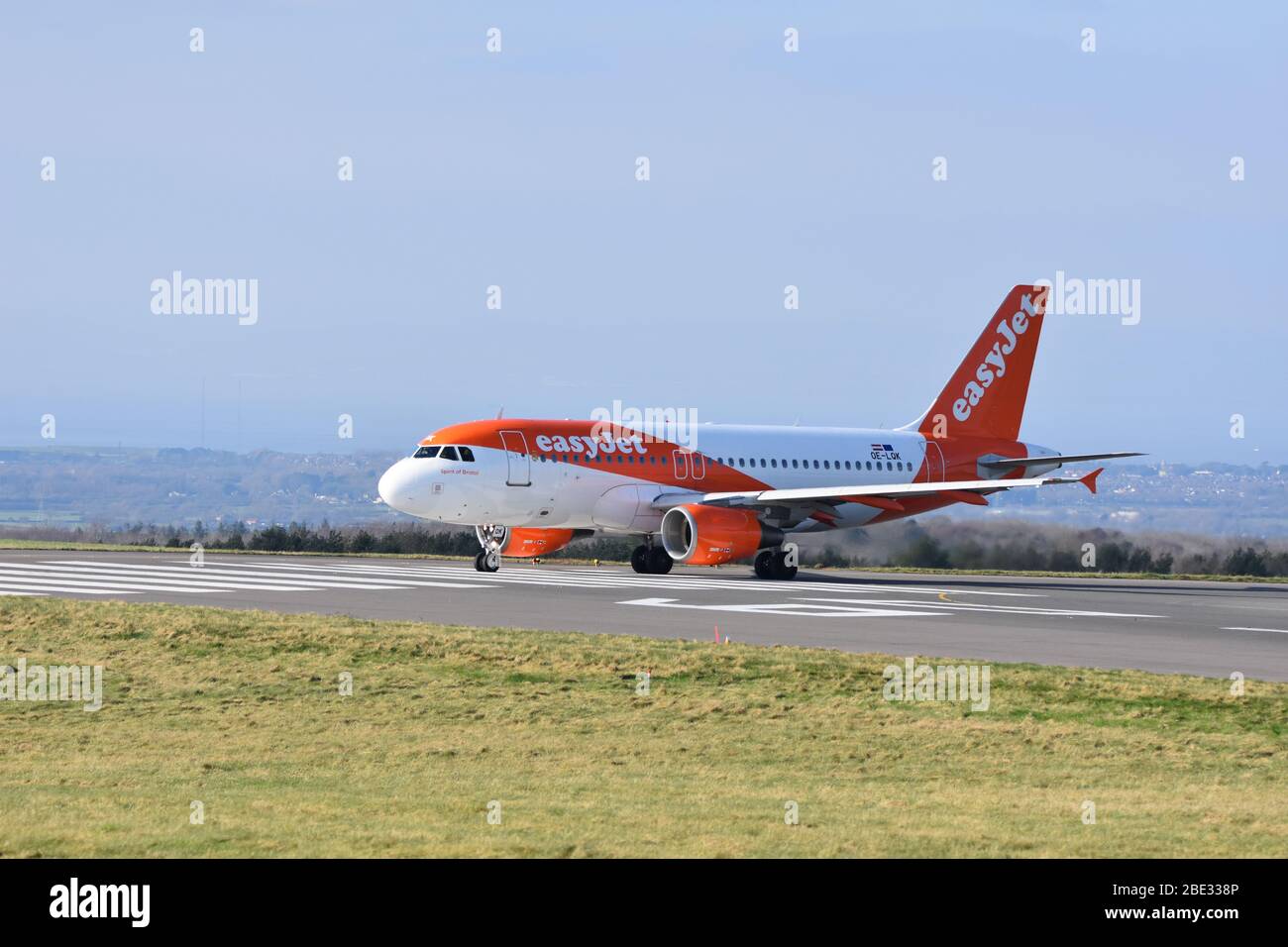 OE-LKQ EASyJET EUROPE AIRBUS A319-100 on the ground at Bristol International Airport on the 6th of February 2020 Stock Photo