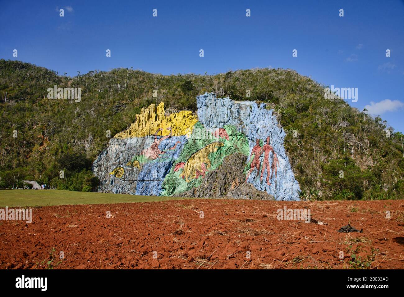 The Mural of Prehistory (Mural de la Prehistoria) in the Valley of Viñales, Cuba Stock Photo