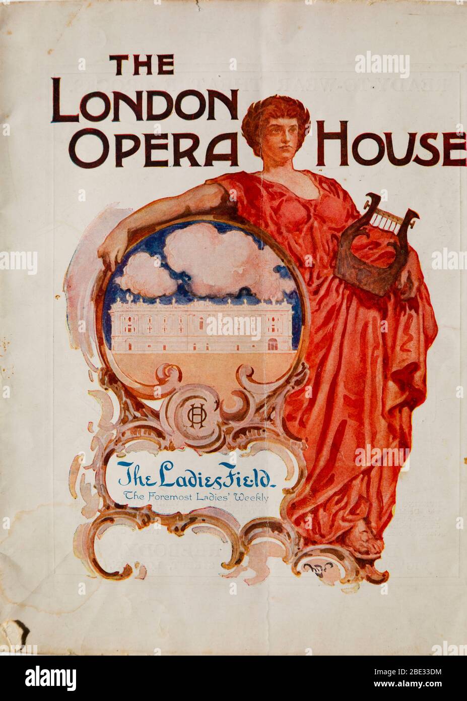 Front cover, 1912 Edition of The Ladies Field, The London Opera House, weekly fashion and society magazine. Stock Photo