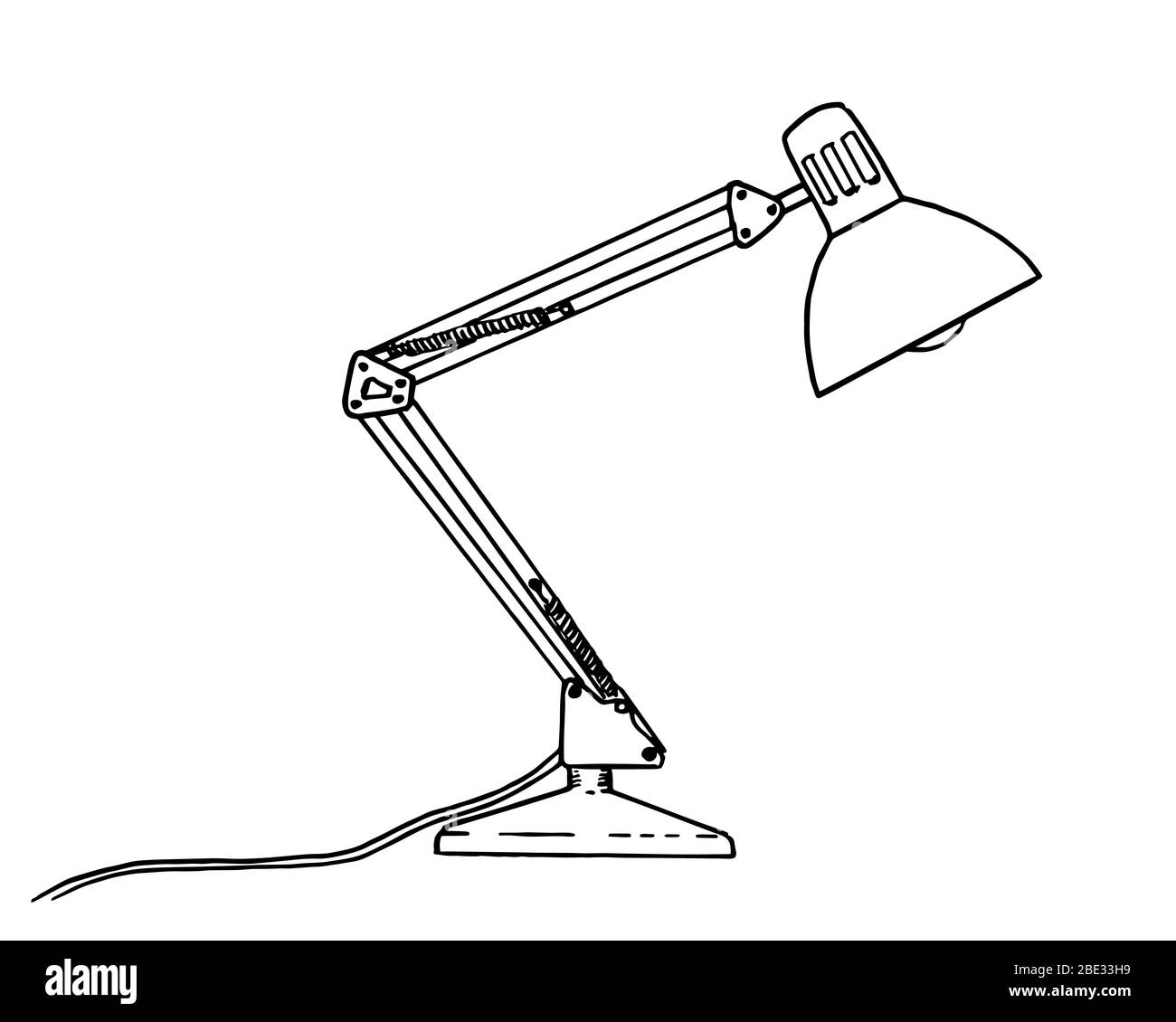 Drawing of classic desk lamp - black and white illustration Stock Vector  Image & Art - Alamy