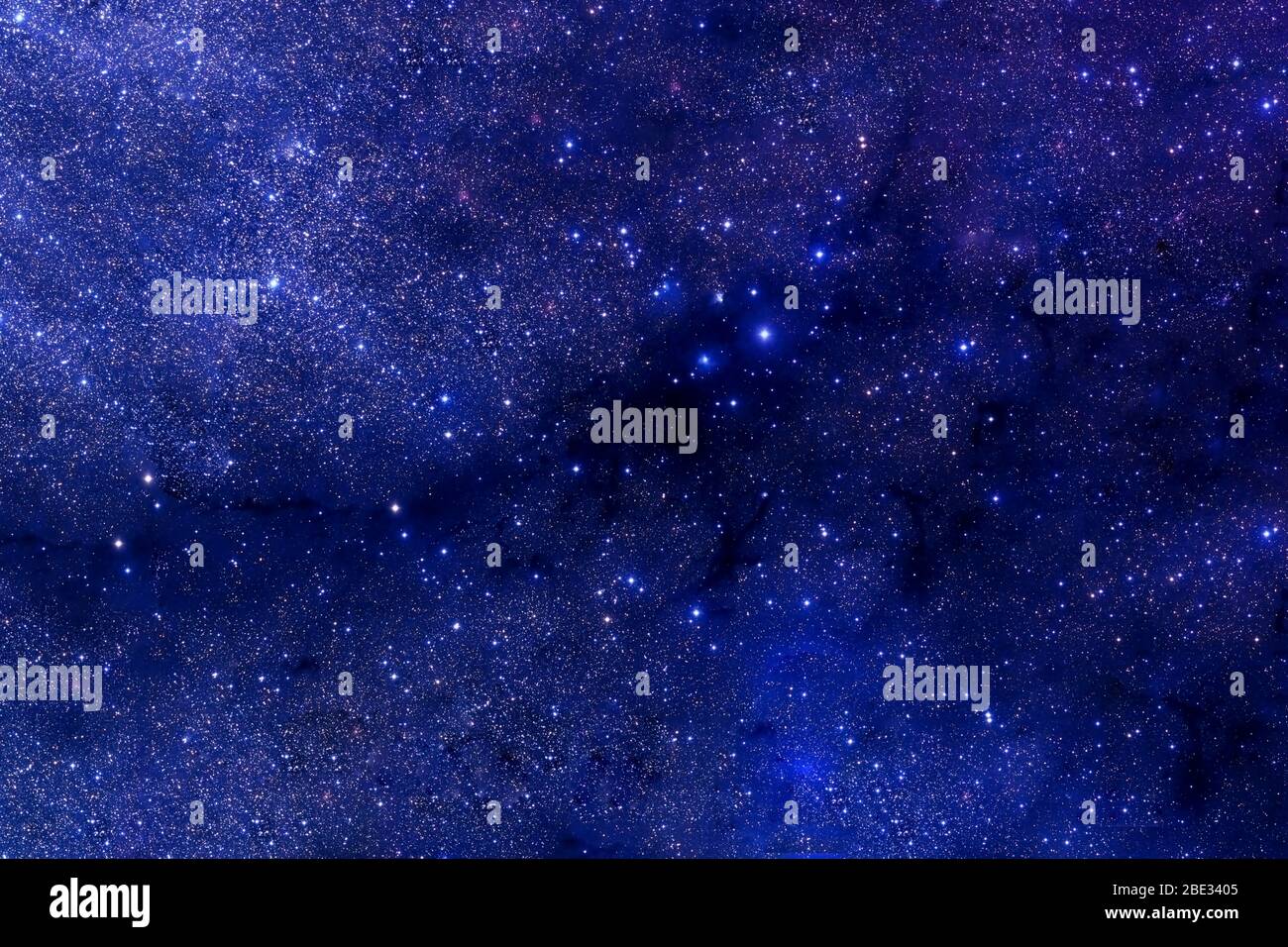 Beautiful blue space with stars and nebulae. Elements of this image were furnished by NASA. Stock Photo