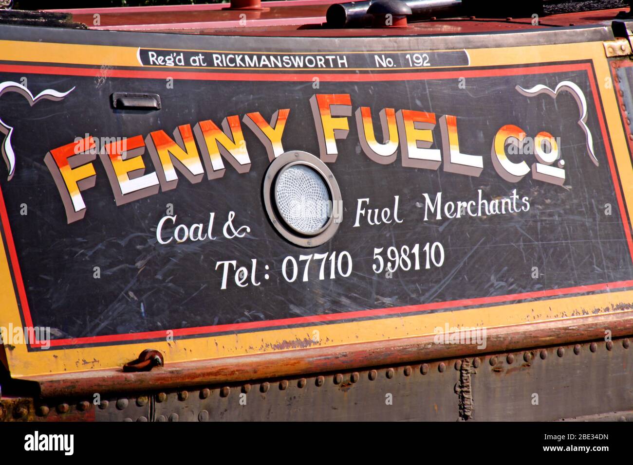 British Canal & River Trust, working canal barge boats, Northwich,Cheshire Ring - Fenny Fuel Co - Rickmansworth no 192 Stock Photo