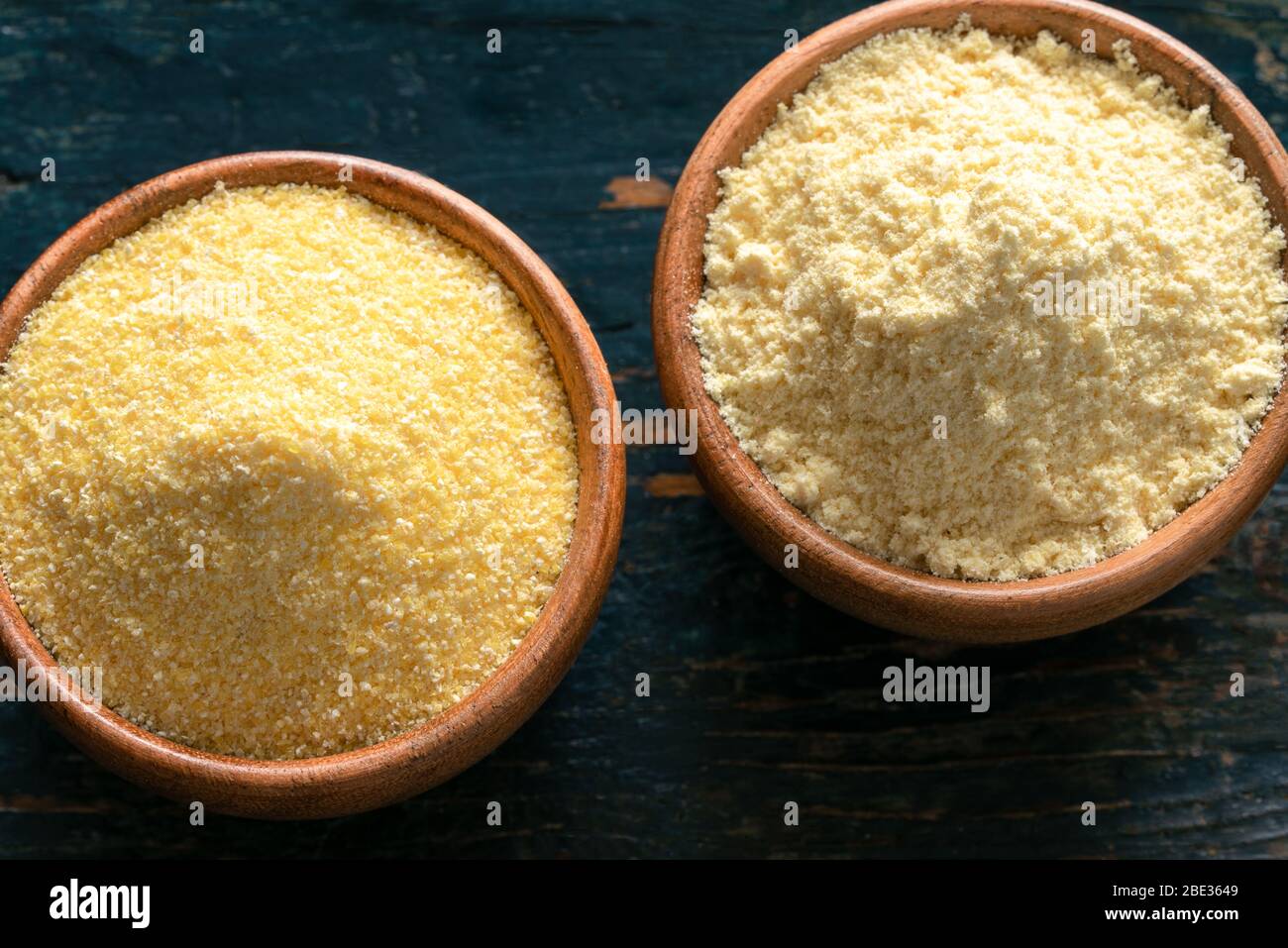 Corn Meal and Corn Flour in Bowls Stock Photo Alamy