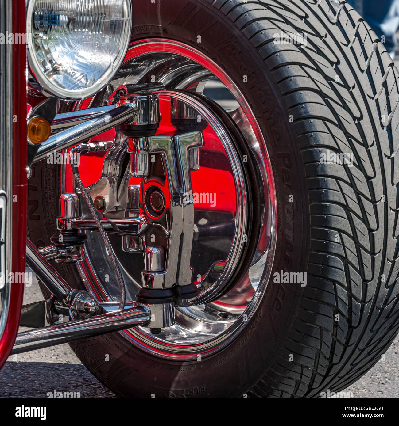Wheel of a Hotrod showcar Stock Photo