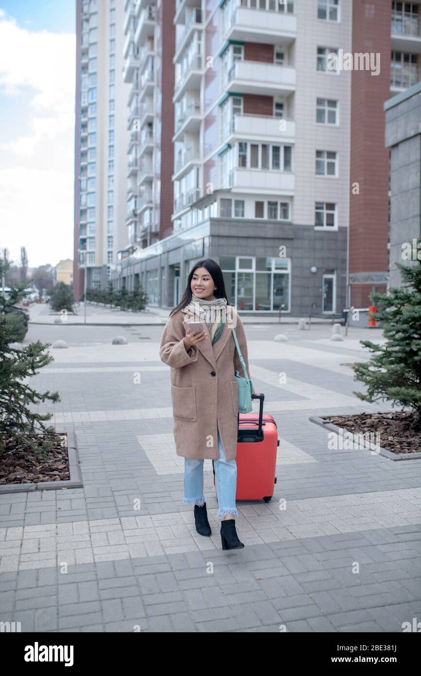 Asian calm woman alone walking hi-res stock photography and images - Alamy