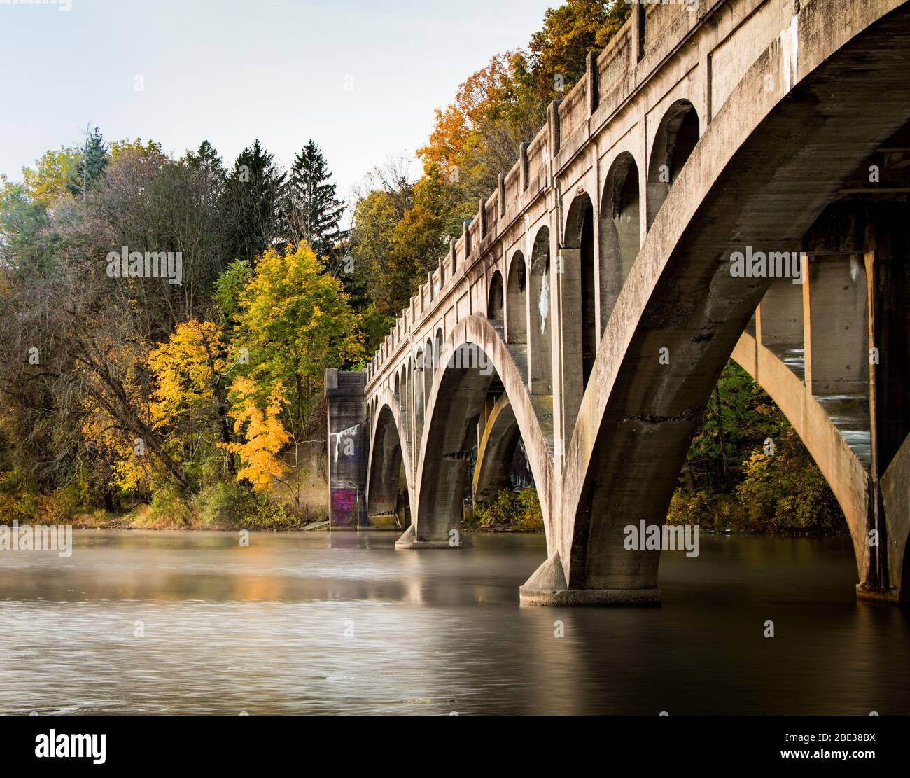 Underside of the closed bridge on the north side of Lake Ontelaunee in  autumn Stock Photo - Alamy