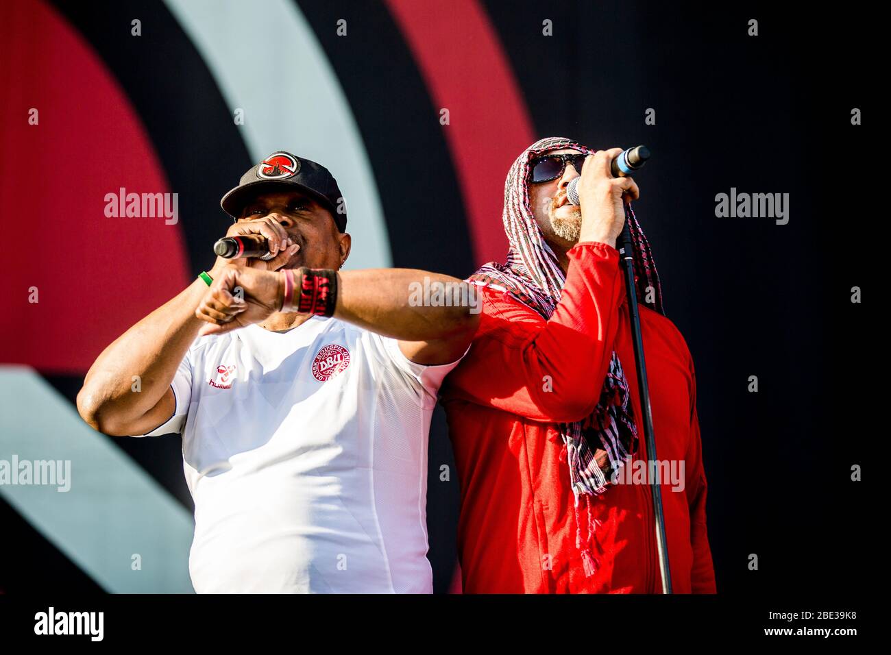 Odense Denmark 28th June 18 The American Rap Group Prophets Of Rage Performs A Live Concert During The Danish Music Festival Tinderbox 18 In Odense Here Rappers Chuck D L And B Real Odense Denmark 28th June 18 The American Rap Group Prophets Of Rage Performs A Live Concert During The Danish Music Festival Tinderbox 18 In Odense Here Rappers Chuck D L And B Real