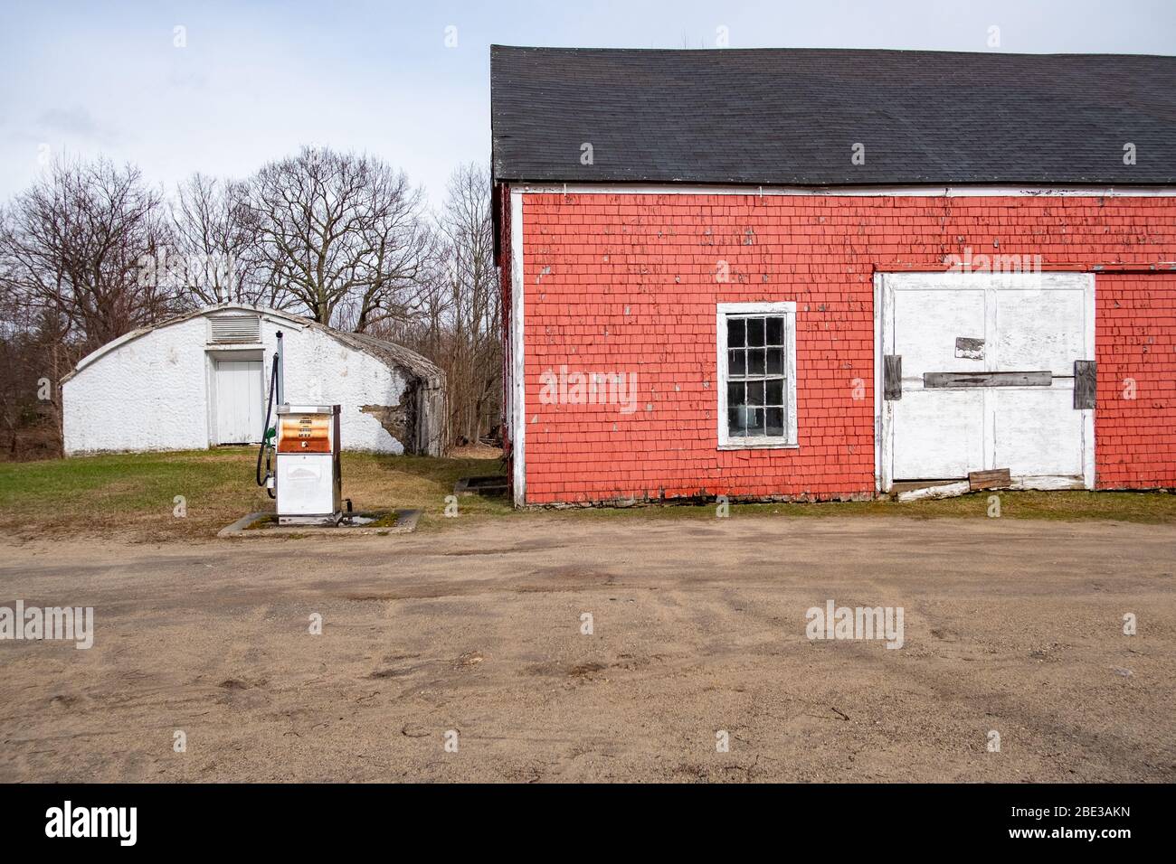 An old abandoned building at the Fernald School in Templeton, MA Stock