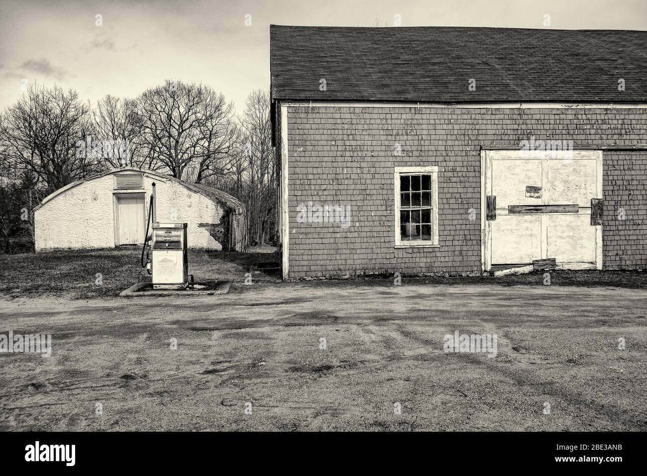 An old abandoned building at the Fernald School in Templeton, MA Stock Photo