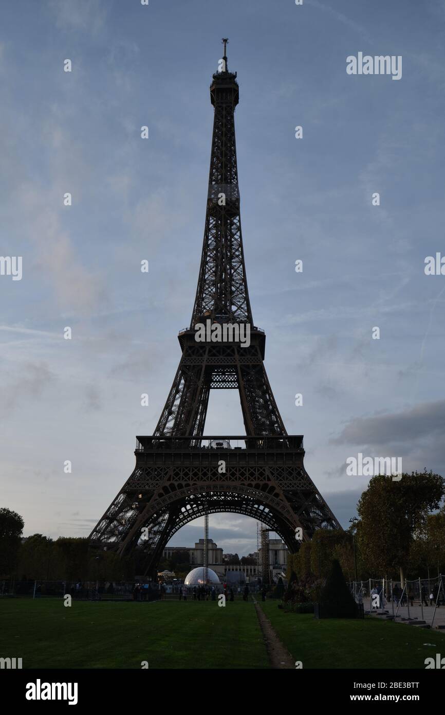 Eiffel Tower and Champ de Mars Stock Photo