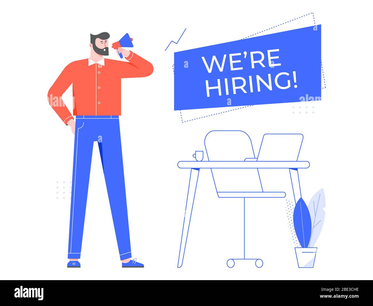 We are hiring. Vacant workplace, team manager hiring new staff and hire