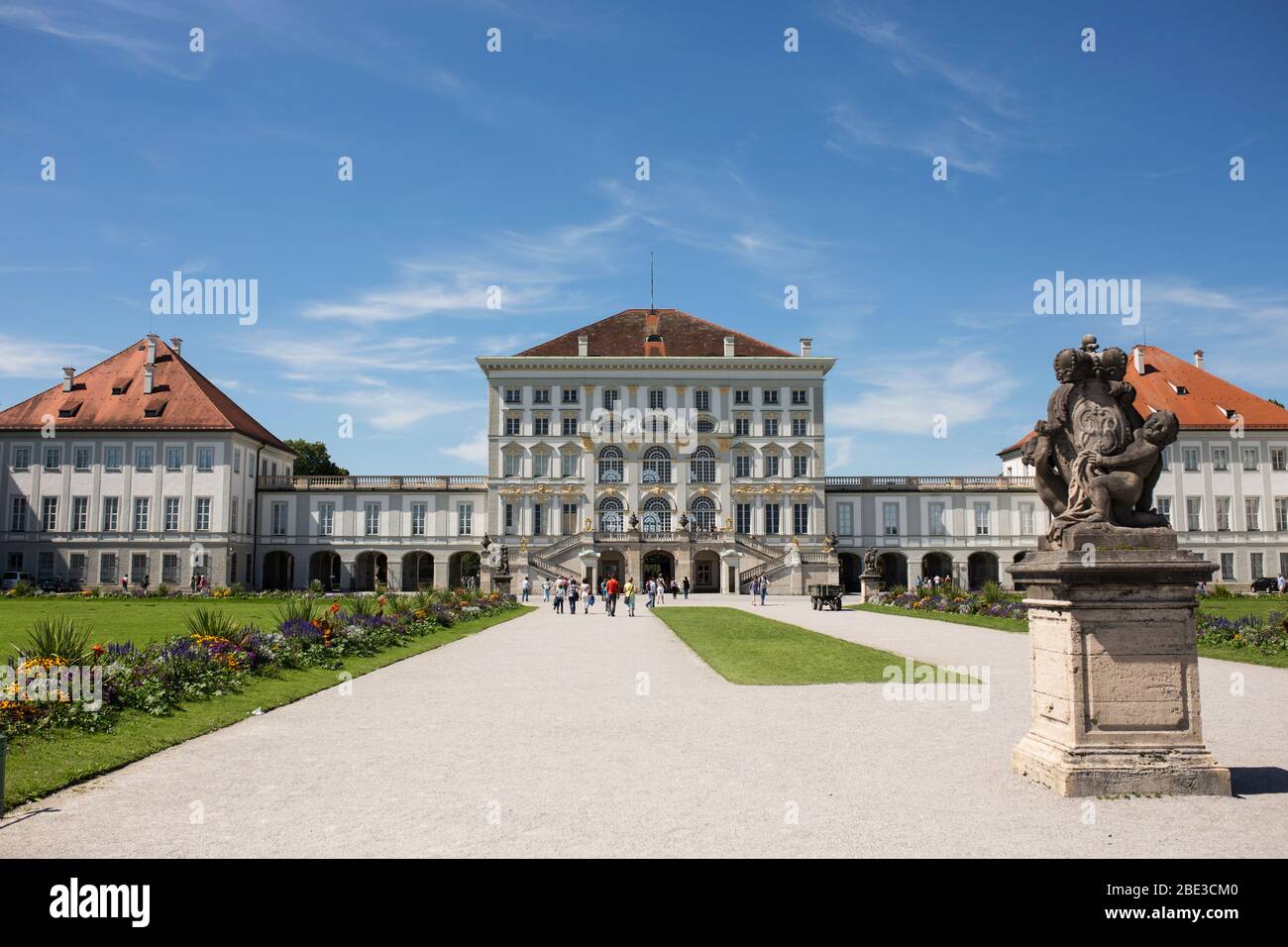 The front view of Nymphenburg Palace, the famous baroque residence of the royal family of Bavaria in Munich, Germany. Stock Photo