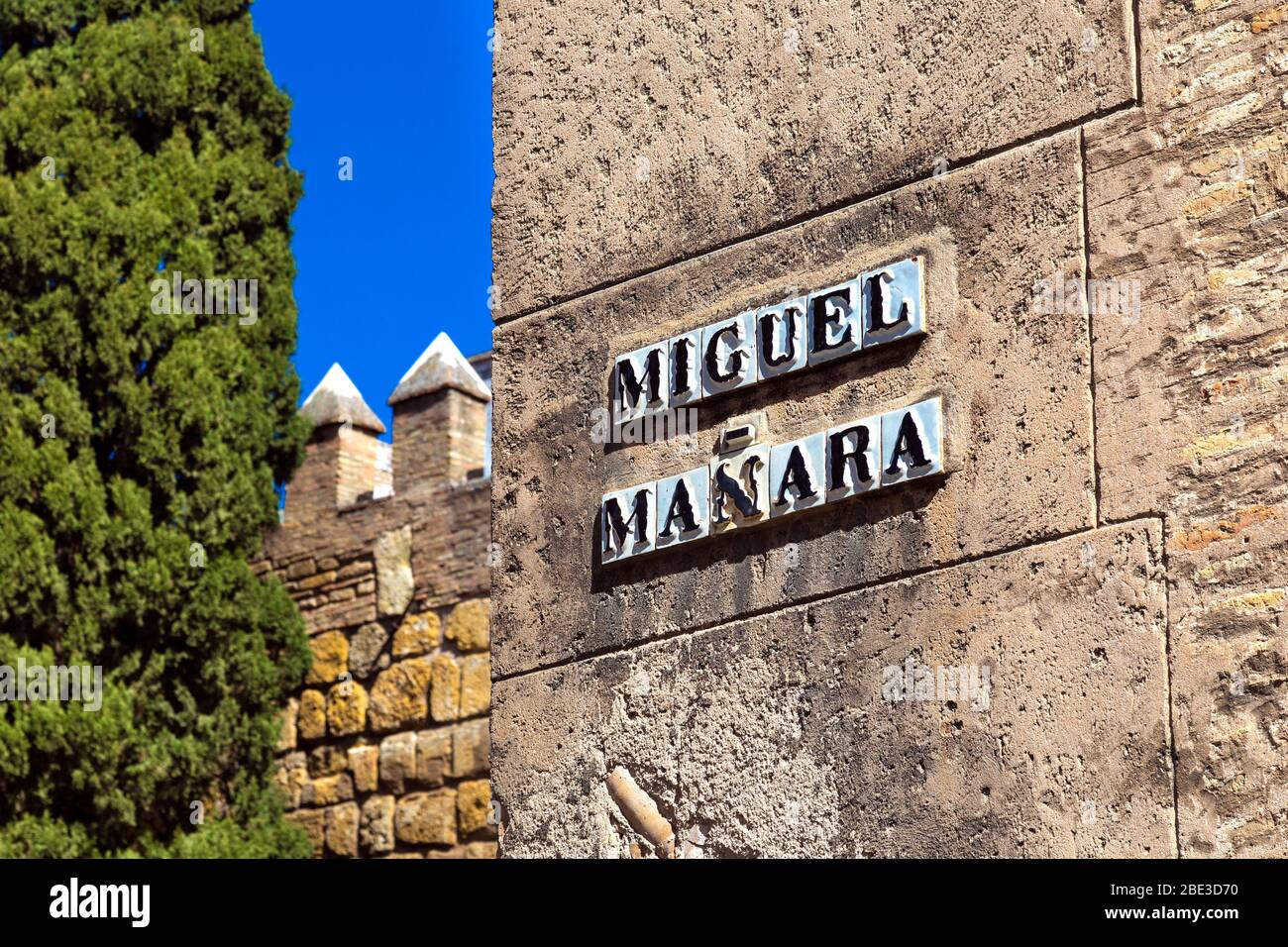 Sign for Calle Miguel Mañara, Seville, Andalusia, Spain Stock Photo