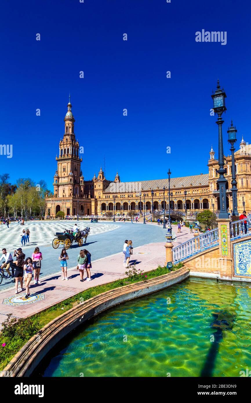 Pavilion at Plaza de España in Parque de María Luisa, Andalusia, Spain Stock Photo