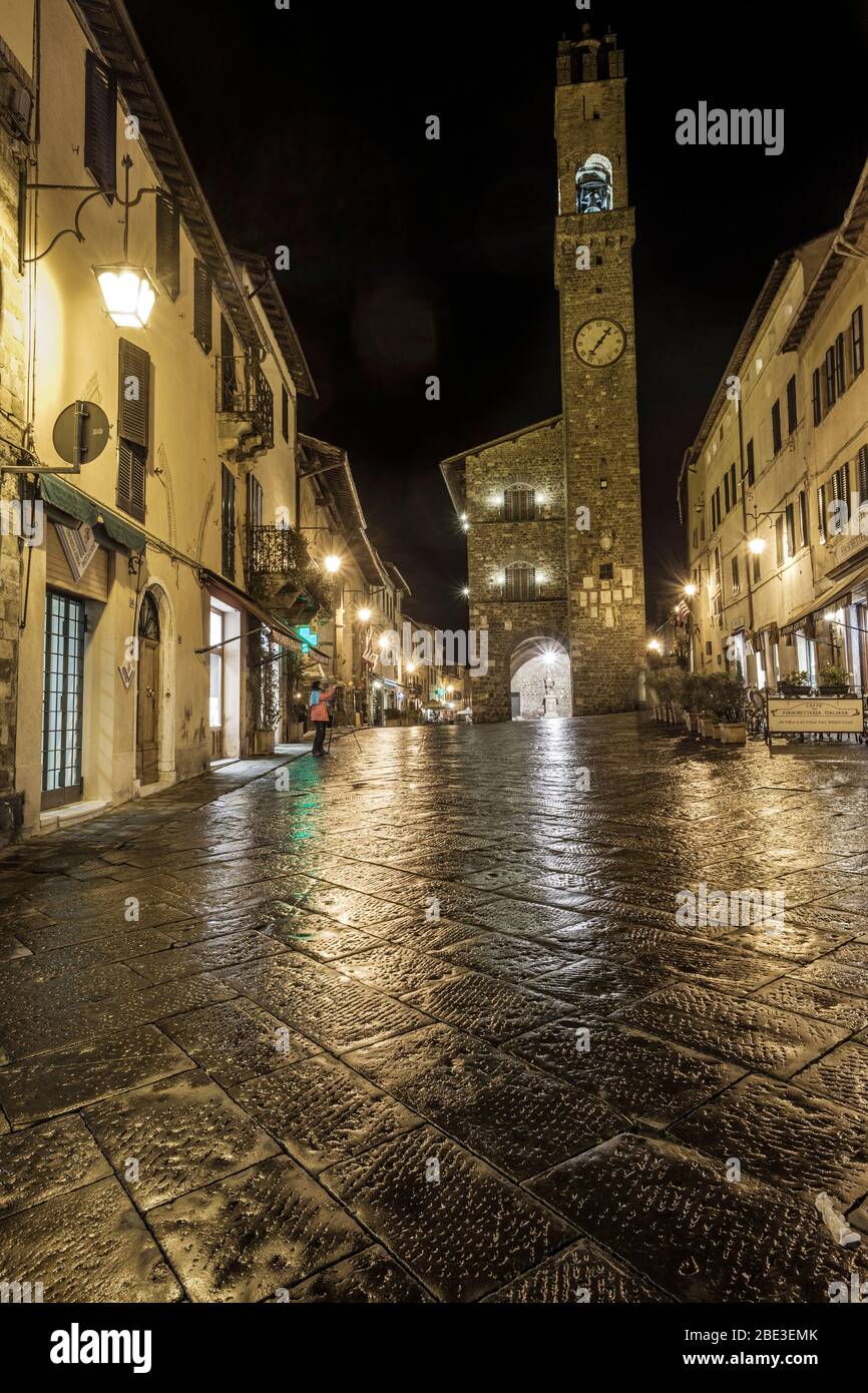 Montalcino at night, Tuscany, Italy Stock Photo