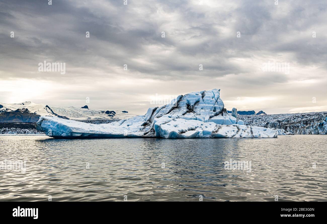 Blue icebergs in the Jokulsarlon Glacier Lagoon (Iceland) Stock Photo