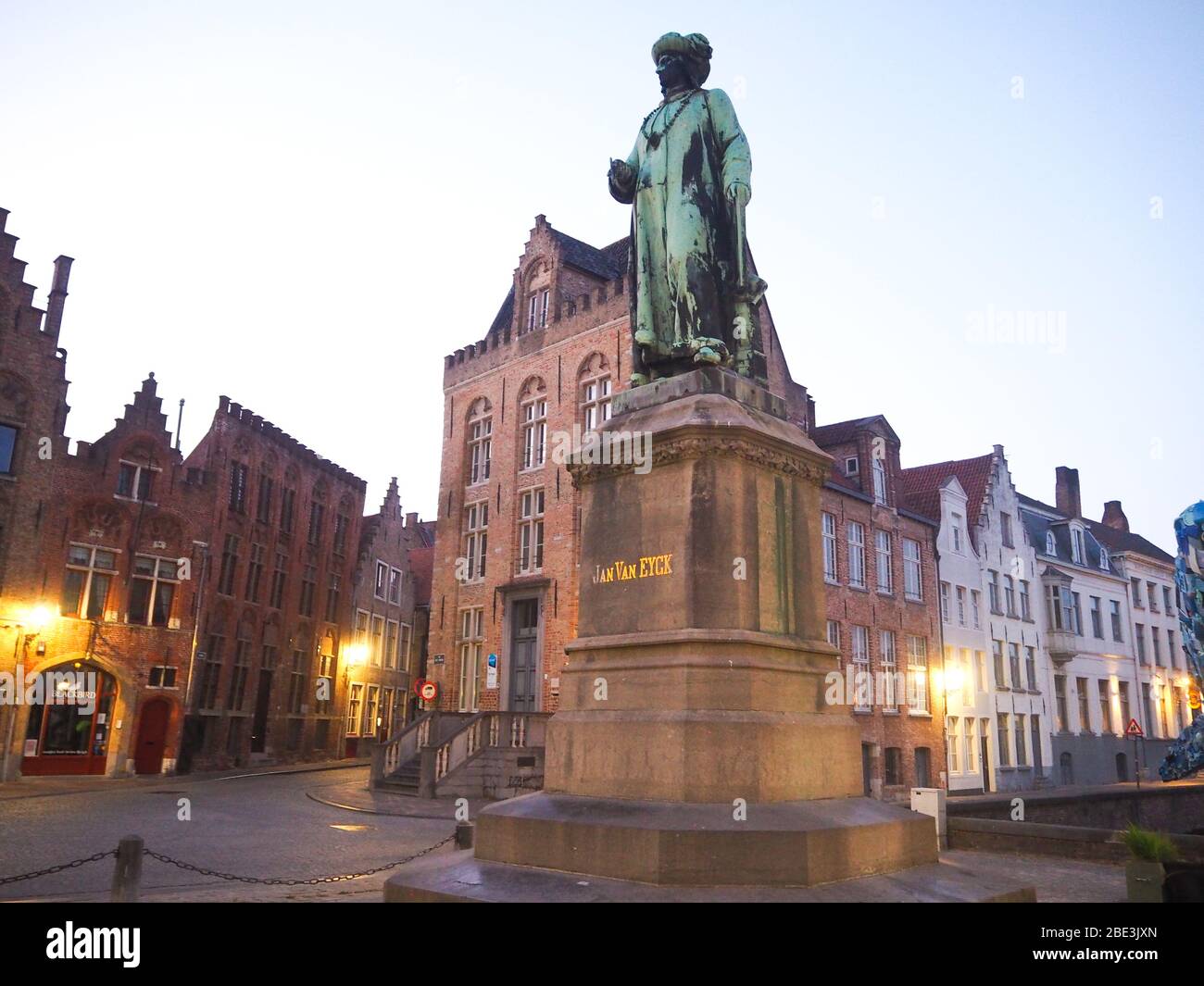 Statue of Jan van Eyck in Brugge, Belgium Stock Photo