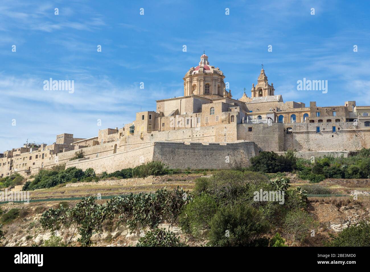 The Mosta Dome and the Silent City of Mdina, Malta Stock Photo